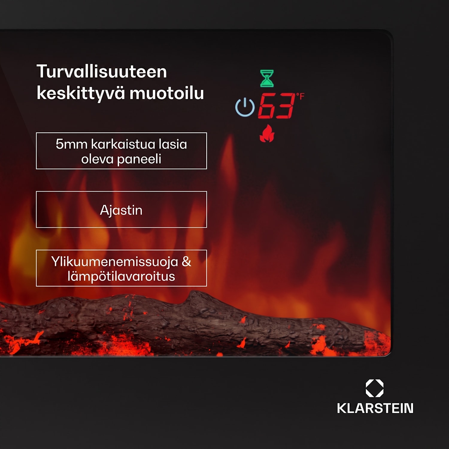 Galeras 152 sähköinen seinätakka 1800 W LED 152x47x12cm | Ei | Musta