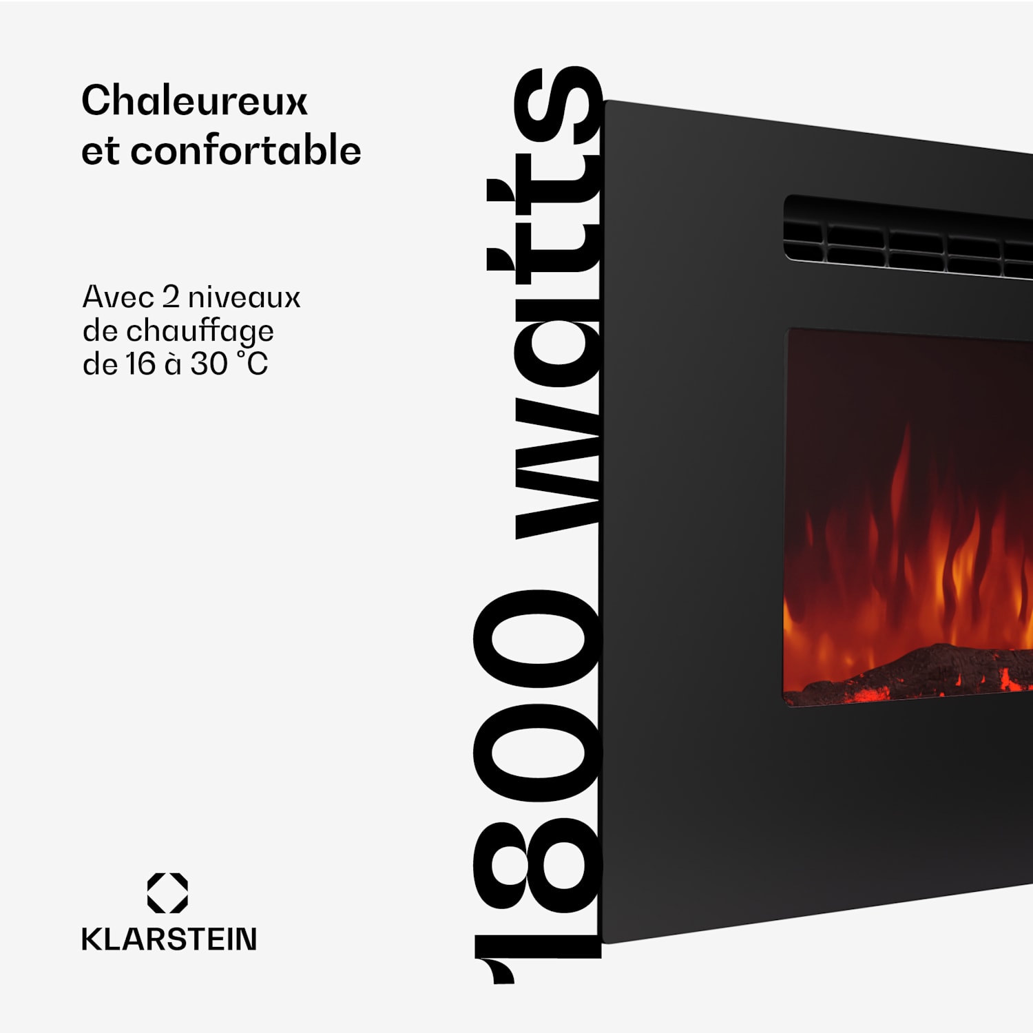 Galeras 152 elektrische wandhaard 1800 W led 152x47x12cm | Nee | Zwart