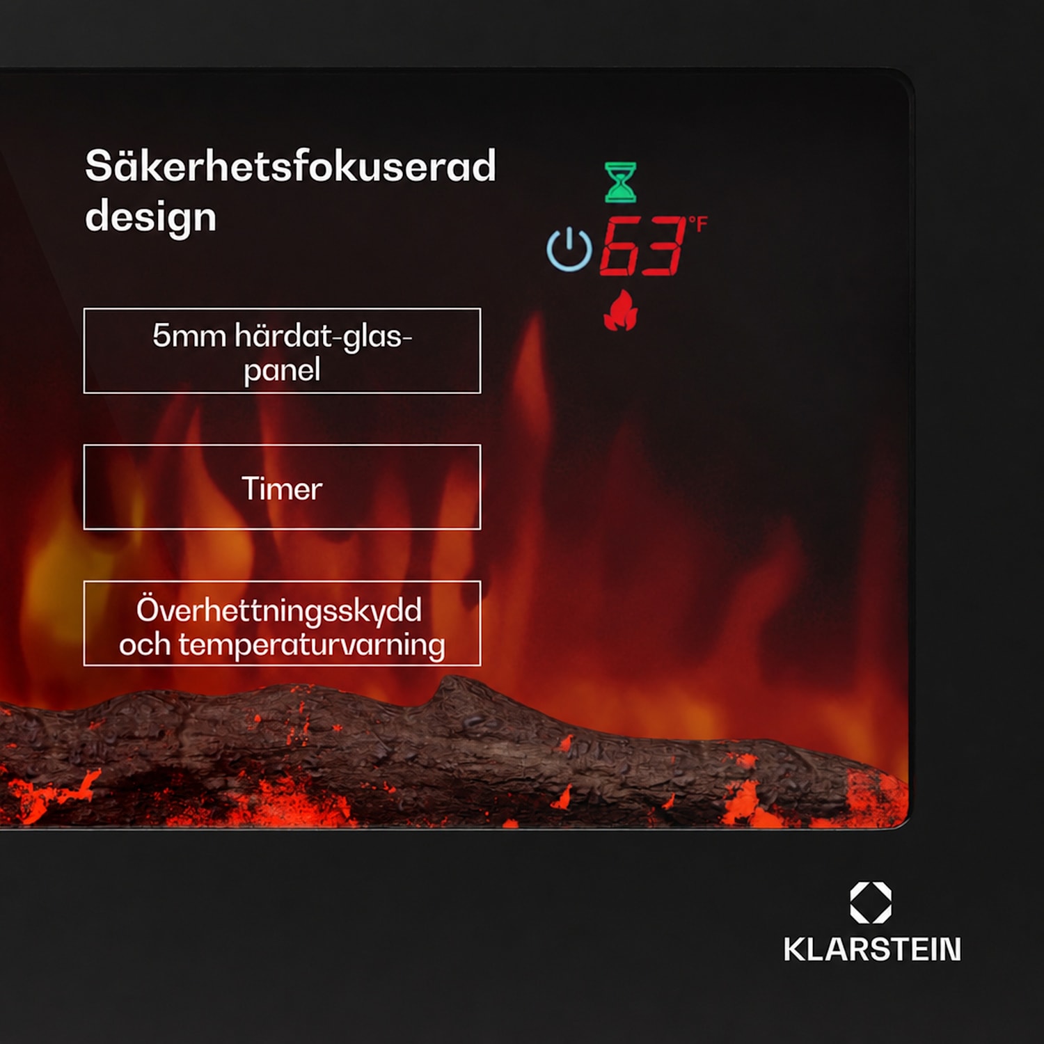 Galeras 152 Elektrisk väggkamin 1800 W LED 152x47x12cm | Nej | Svart
