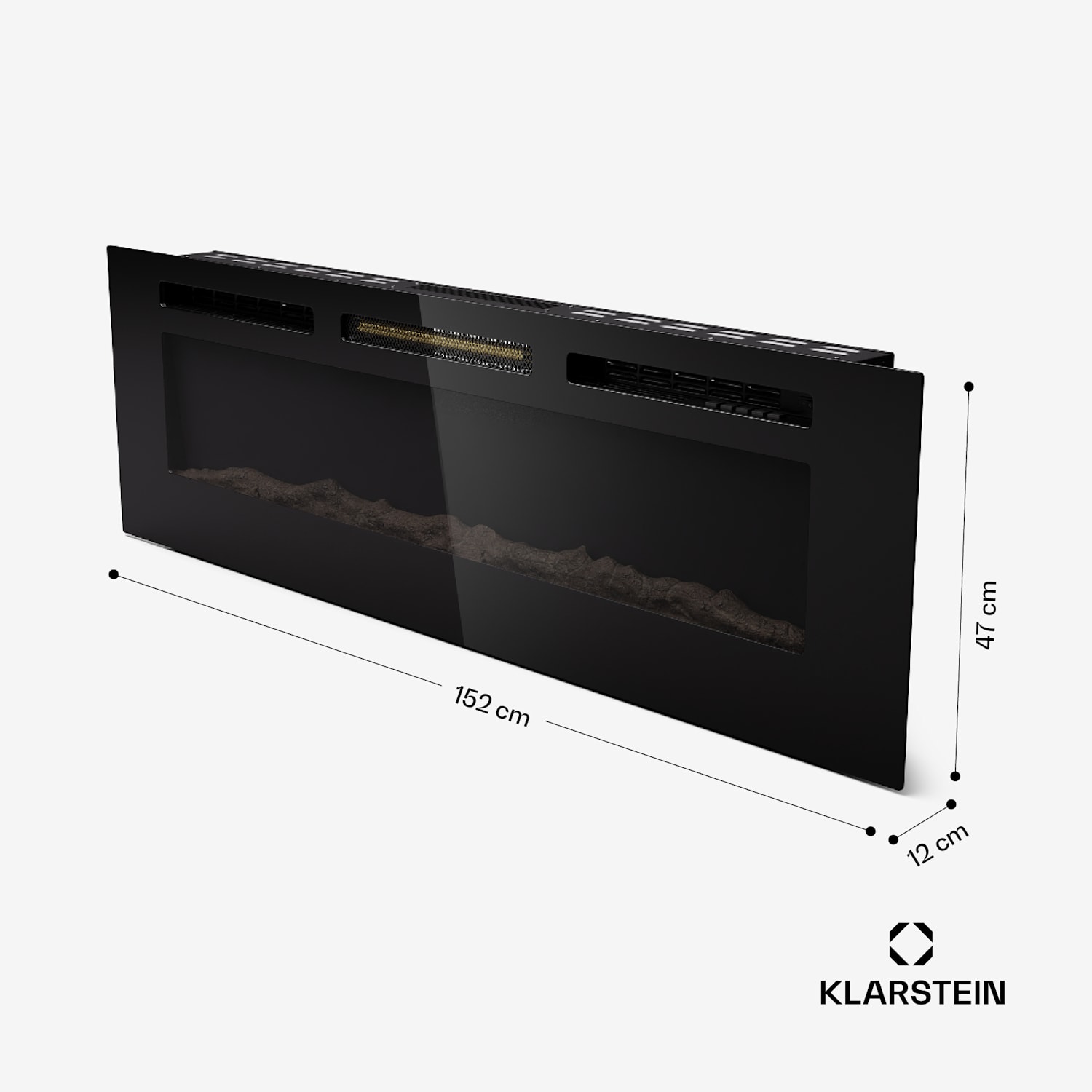 Chimenea eléctrica de pared Galeras 152 1800W LED 152x47x12cm | No | Negro