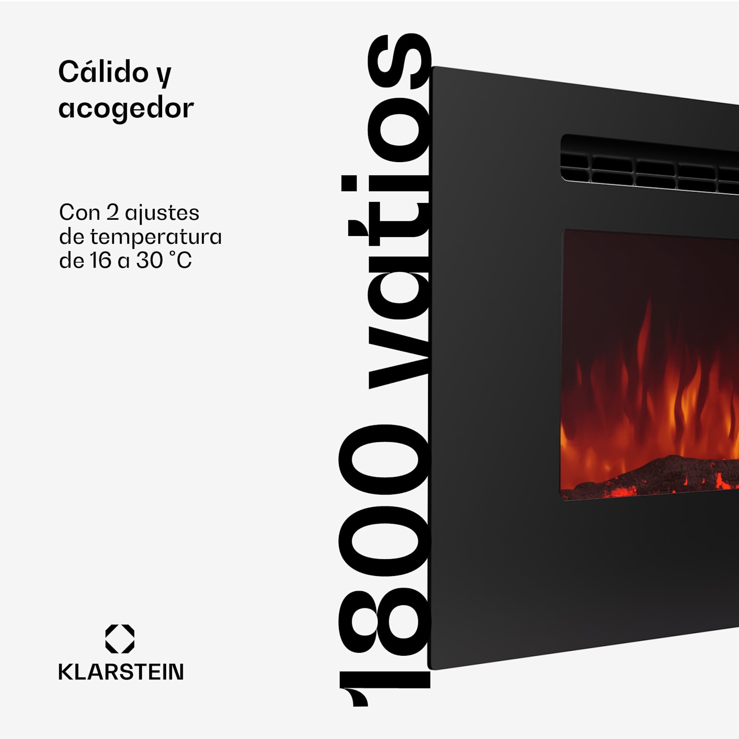 Chimenea eléctrica de pared Galeras 178 1800W LED 178 x 47 x 12 cm | No | Negro