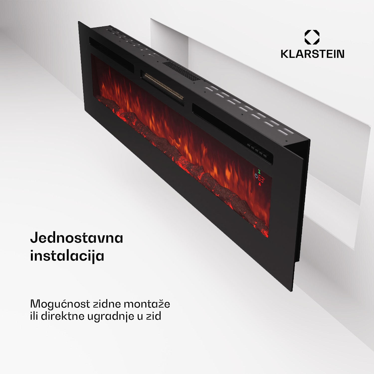 Galeras 178, električni zidni kamin, 1800 W, LED 