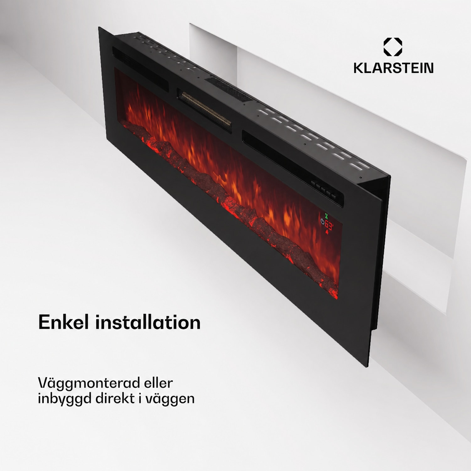 Galeras 178 elektrisk väggkamin 1800 W LED 178x47x12cm | Nej | Svart