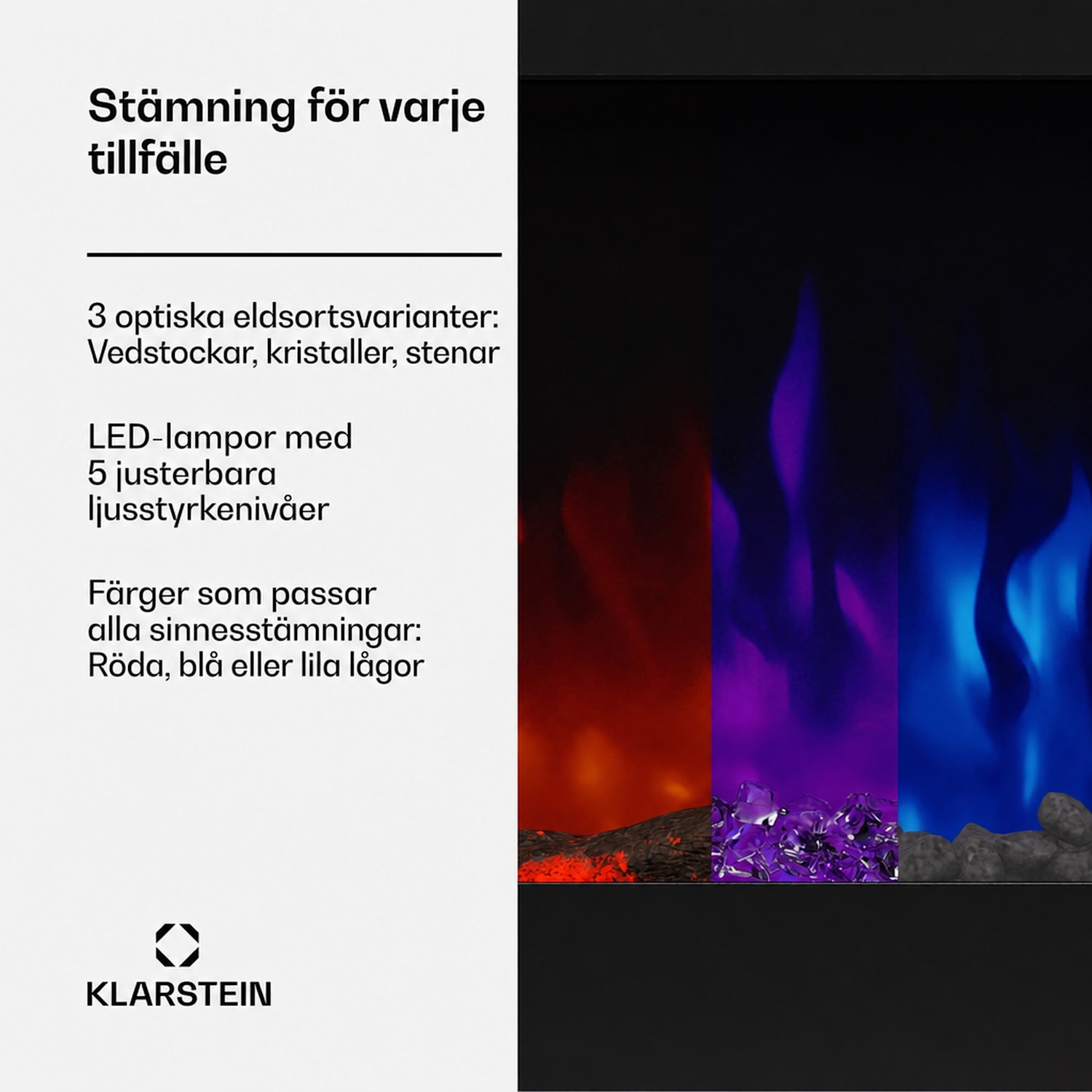 Galeras 178 elektrisk väggkamin 1800 W LED 178x47x12cm | Nej | Svart