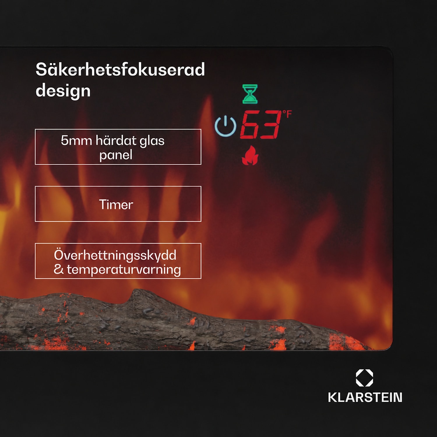 Galeras 178 elektrisk väggkamin 1800 W LED 178x47x12cm | Nej | Svart