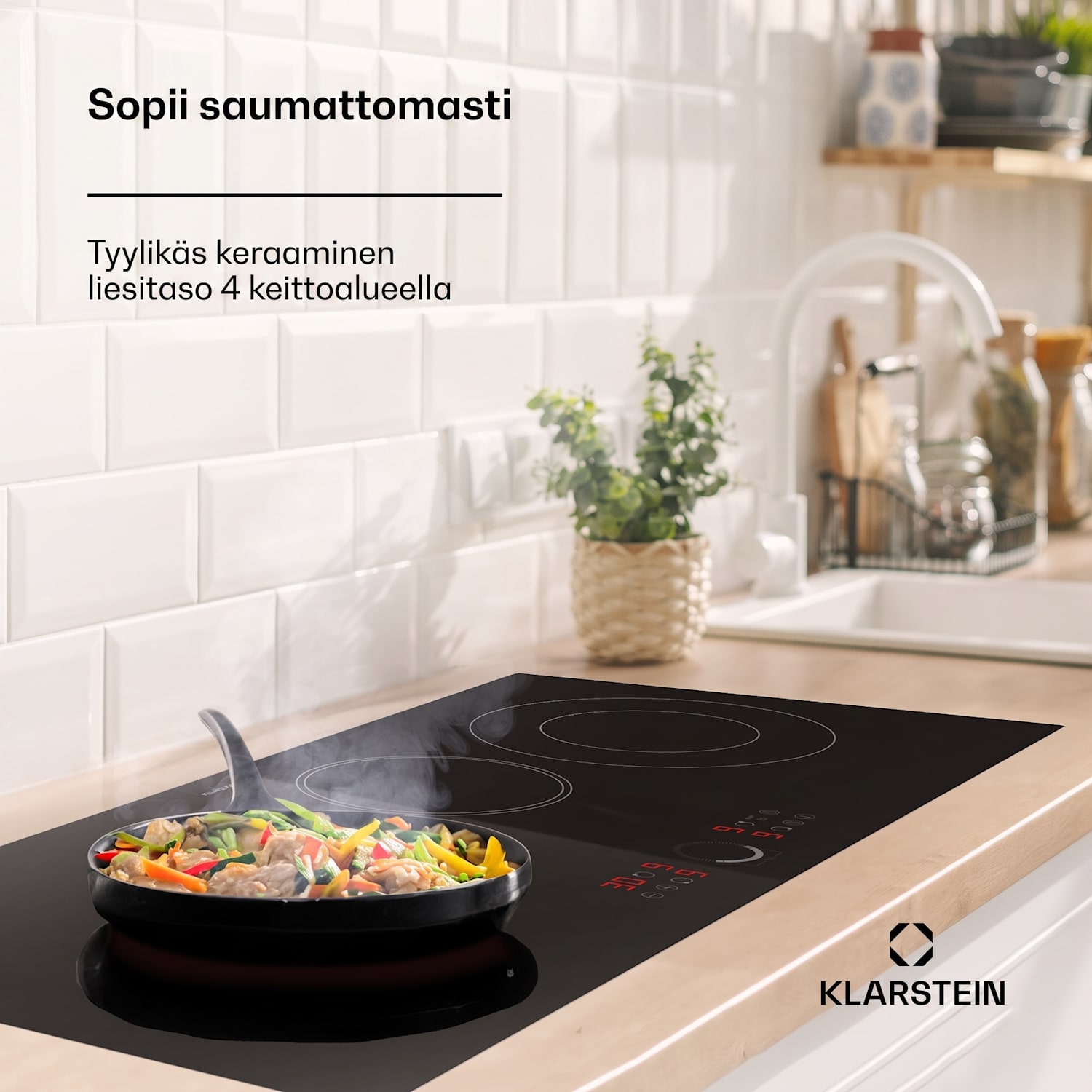 Klarstein Virtuosa 90 lasikeraaminen liesitaso slim 6400W Dual 90 cm Slim | Kaksinkertainen | Kehyksetön
