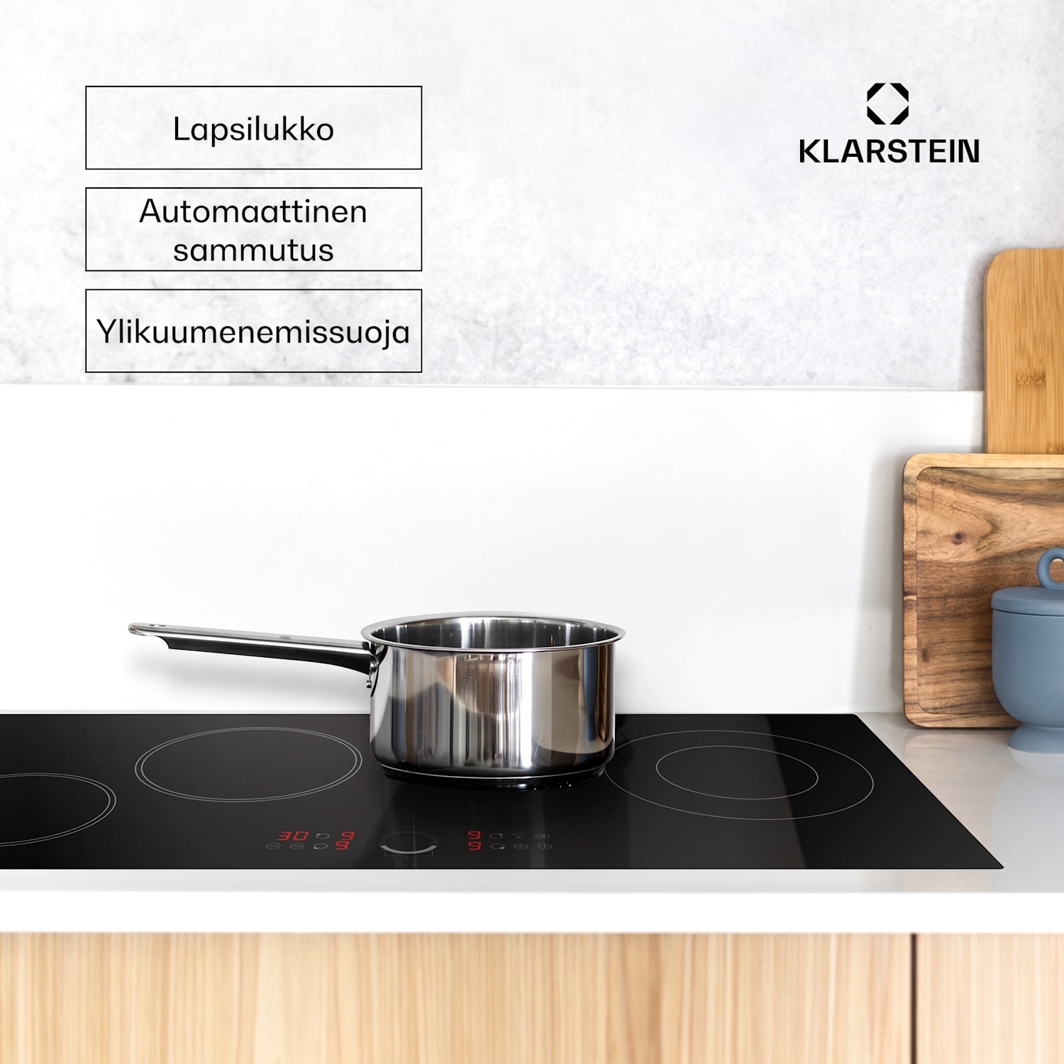 Klarstein Virtuosa 90 lasikeraaminen liesitaso slim 6400W Dual 90 cm Slim | Kaksinkertainen | Kehyksetön