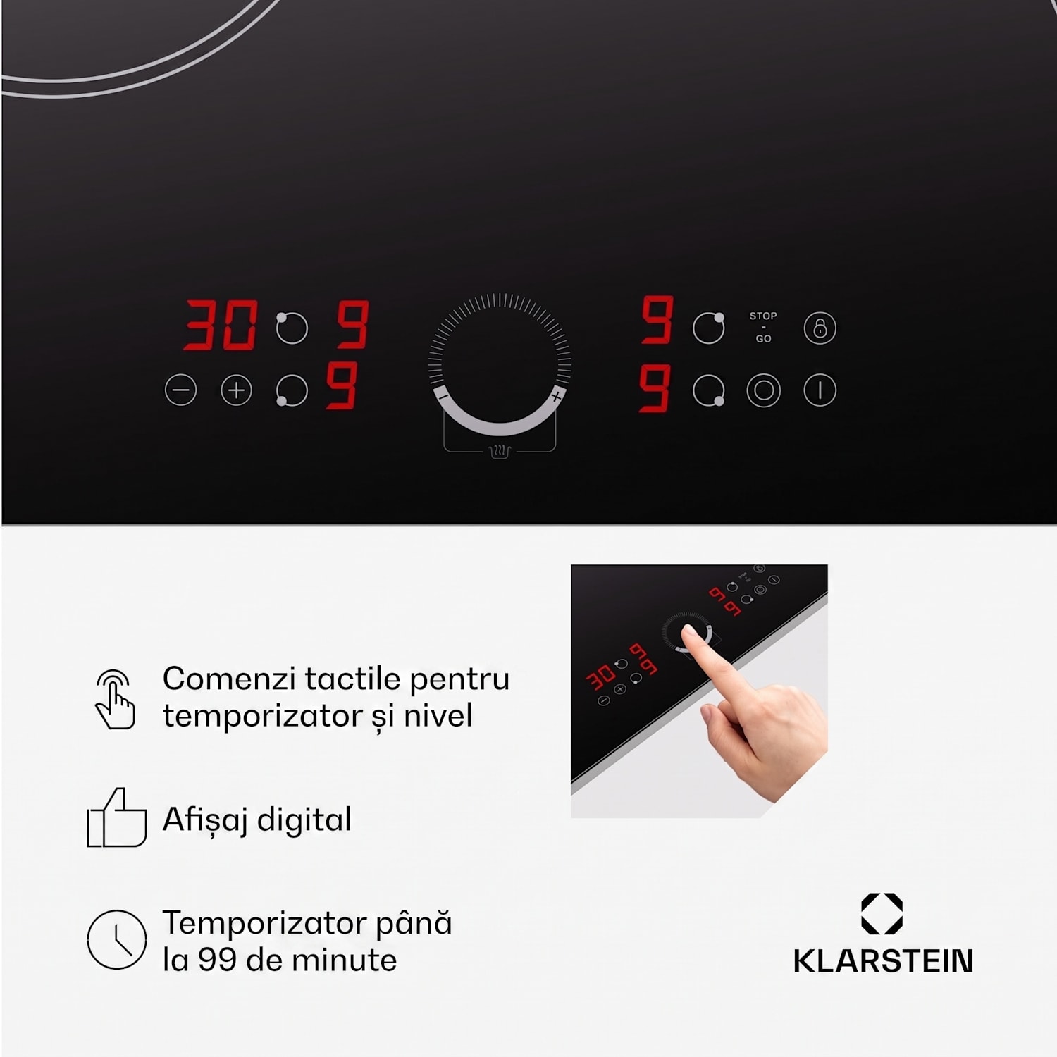Virtuosa 90 plită ceramică 90 cm Slim | Dublu | Fără ramă