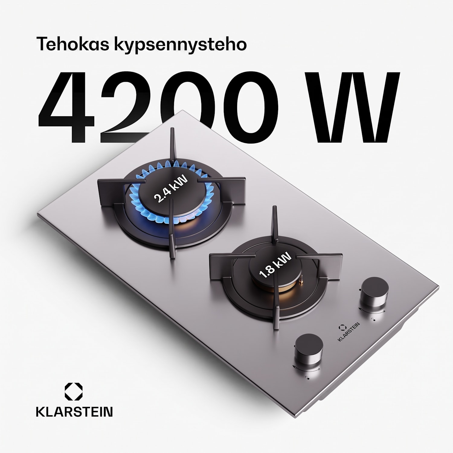 Goldflame kaasuliesi 2-liekkinen messinkipolttimet ruostumaton teräs 30 cm | 2 poltinta | Hopea