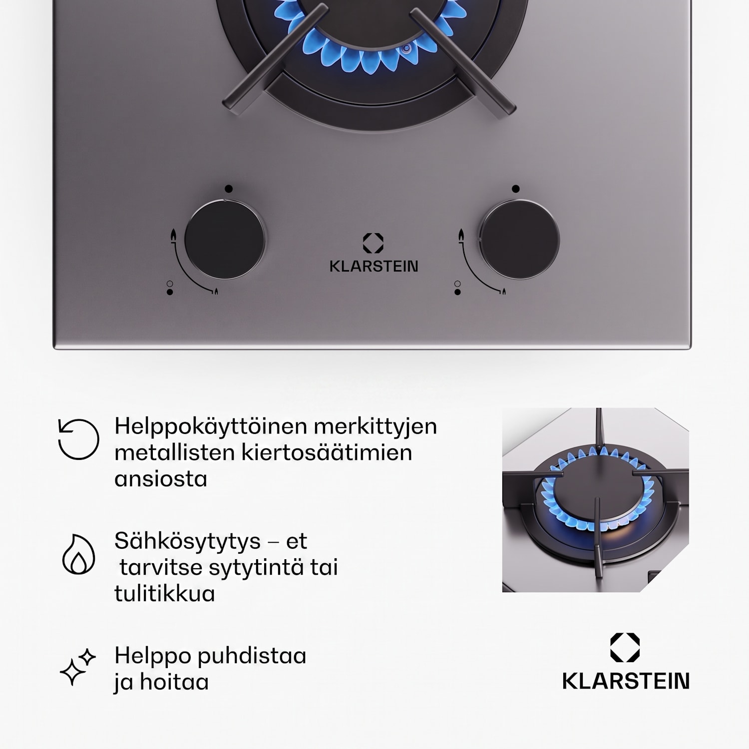 Goldflame kaasuliesi 2-liekkinen messinkipolttimet ruostumaton teräs 30 cm | 2 poltinta | Hopea