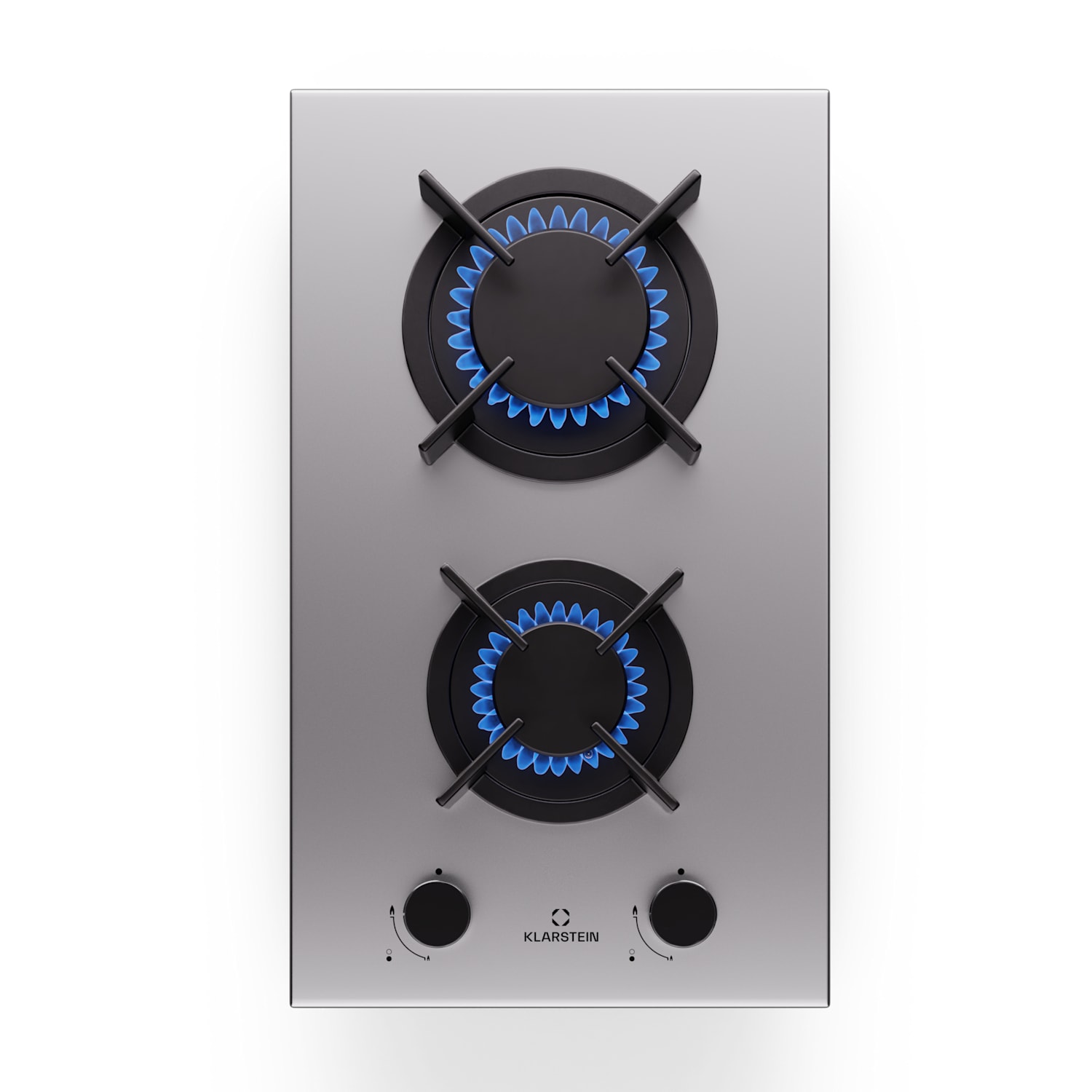 Placa de gas Goldflame 2 fuegos latón acero inoxidable 30 cm | 2 fogones | Plata