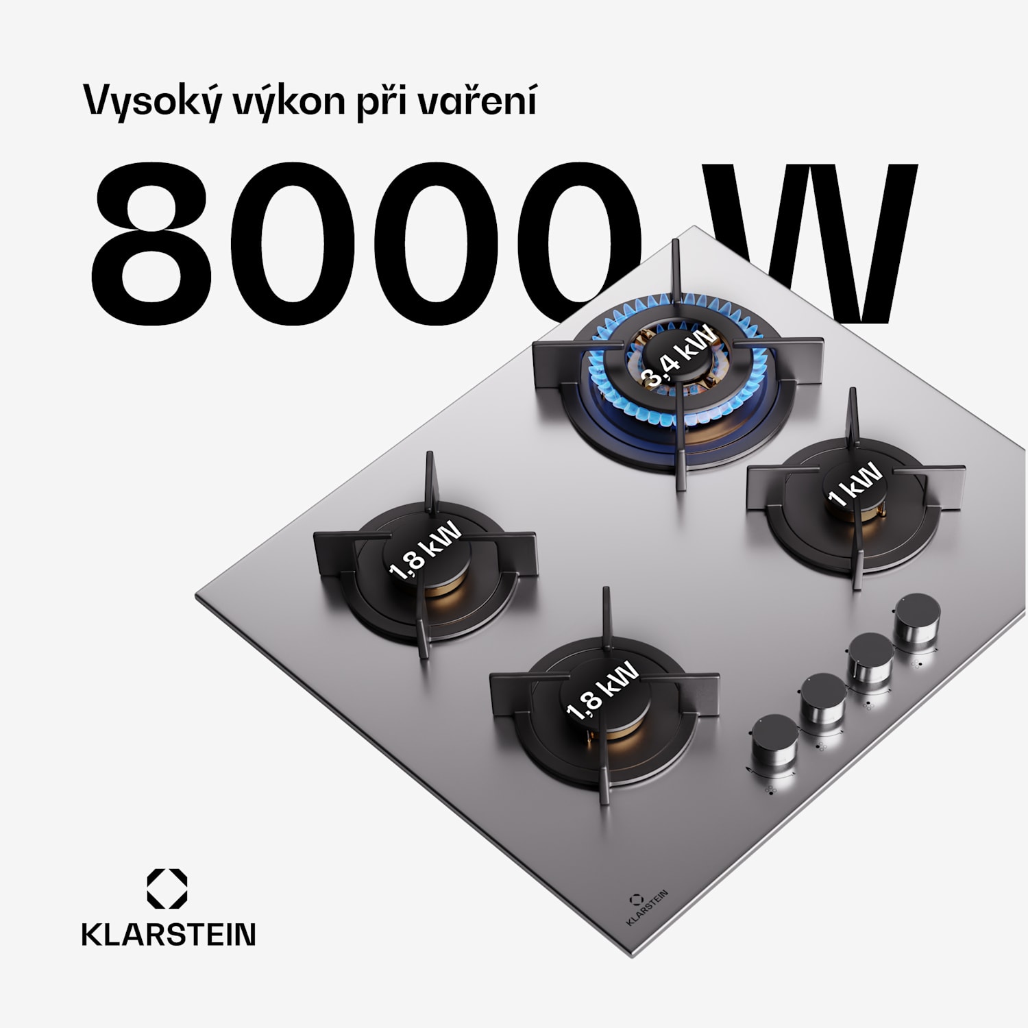 Goldflame 4, plynová varná deska, 4 hořáky, samostatná, zemní plyn/propan, nerezová ocel 
