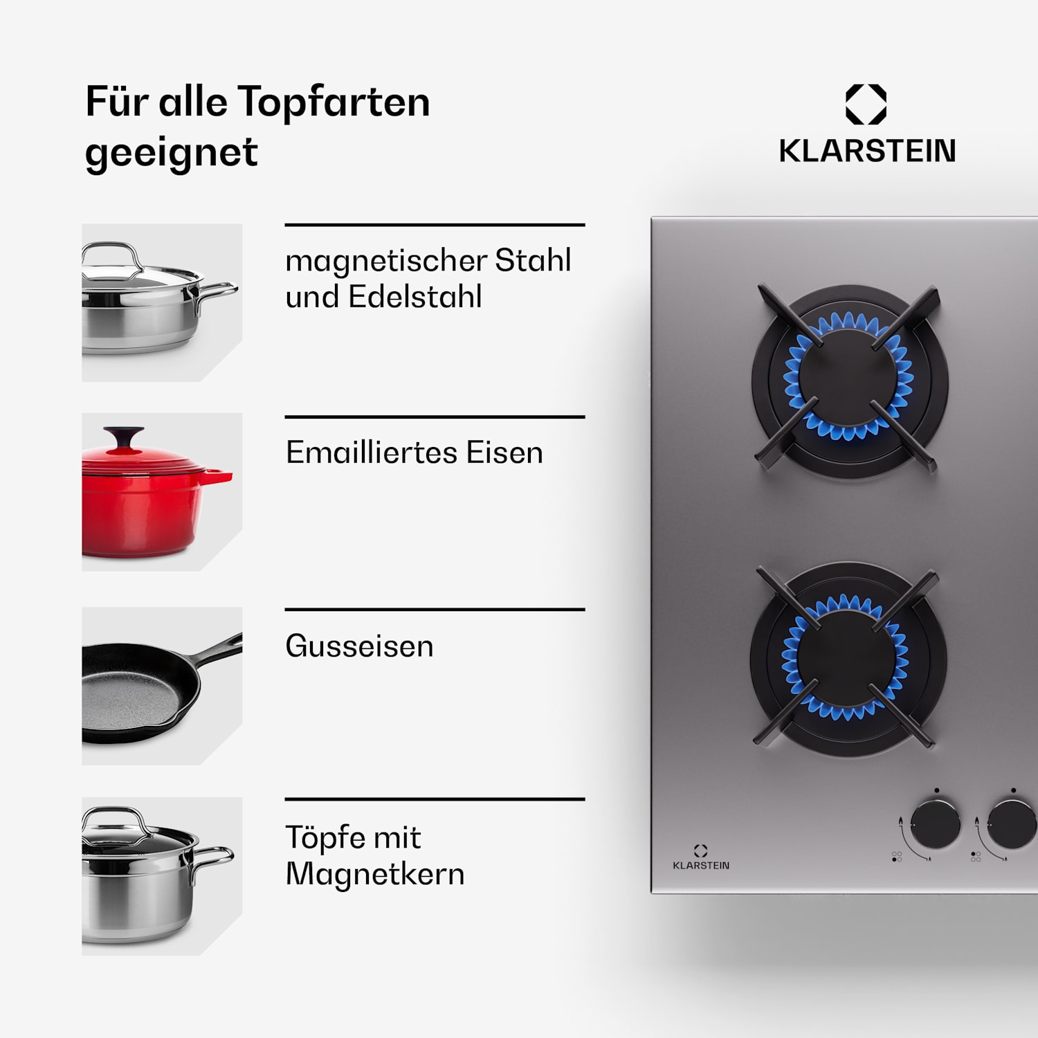 Goldflame 4 Gaskochfeld 4-flammig autark Erdgas/Propangas Edelstahl 