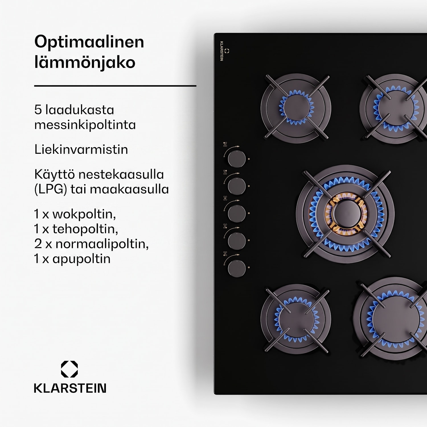 Goldflame 5 kaasuliesi 5-polttimolla itsenäinen 75 cm | 5 poltinta | Musta