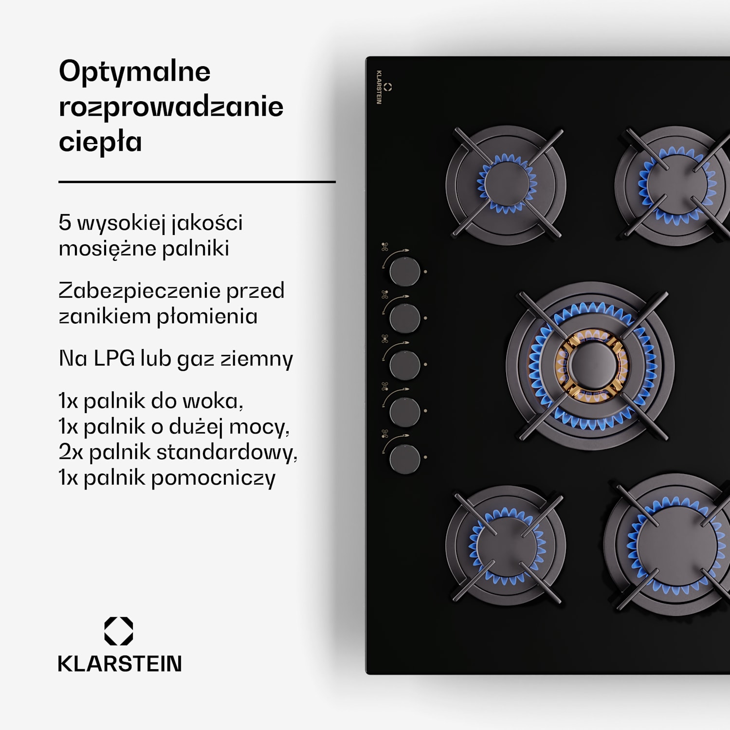 Goldflame 5, płyta gazowa, 5-palnikowa, samowystarczalna 