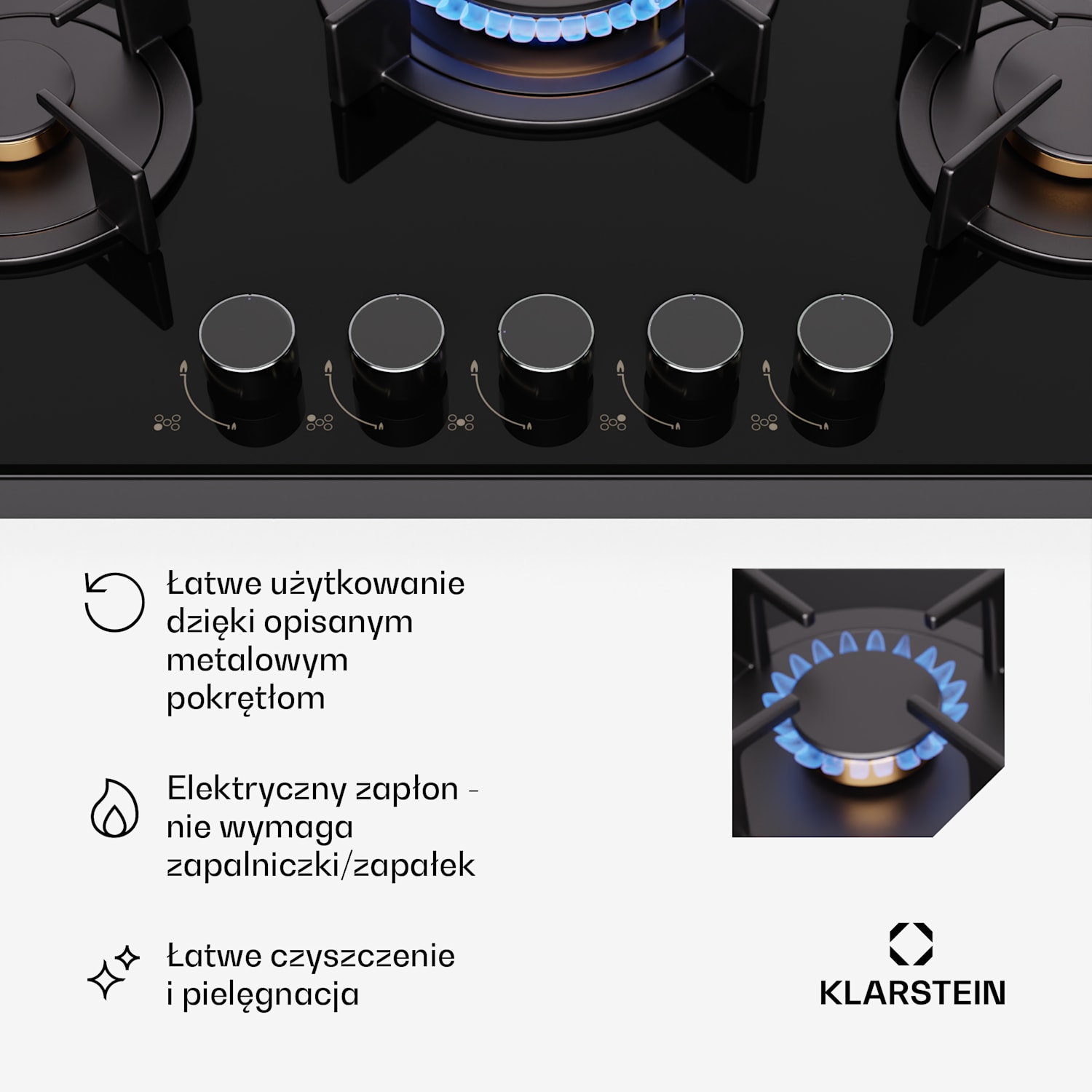 Goldflame 5, płyta gazowa, 5-palnikowa, samowystarczalna 