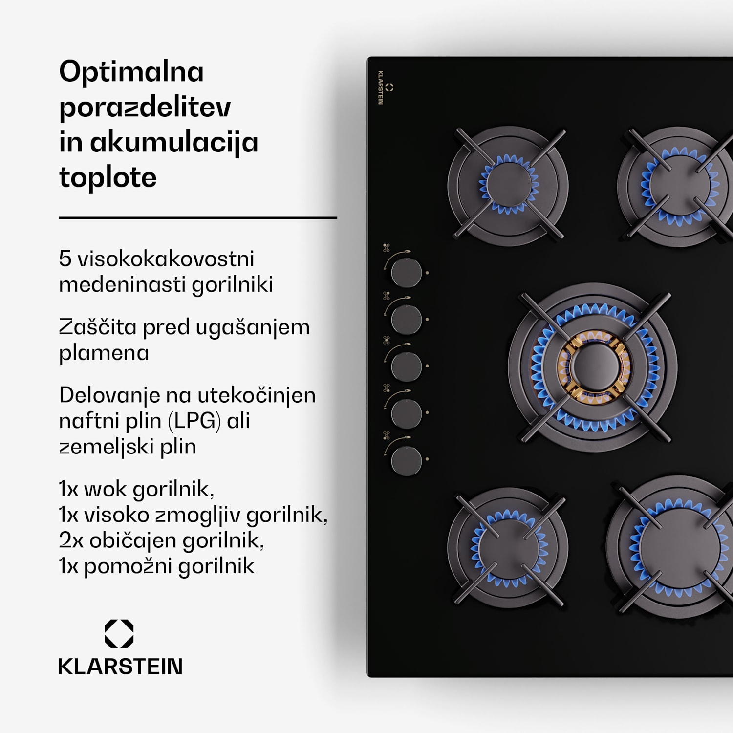 Goldflame 5 plinska kuhalna plošča, 5 gorilnikov 