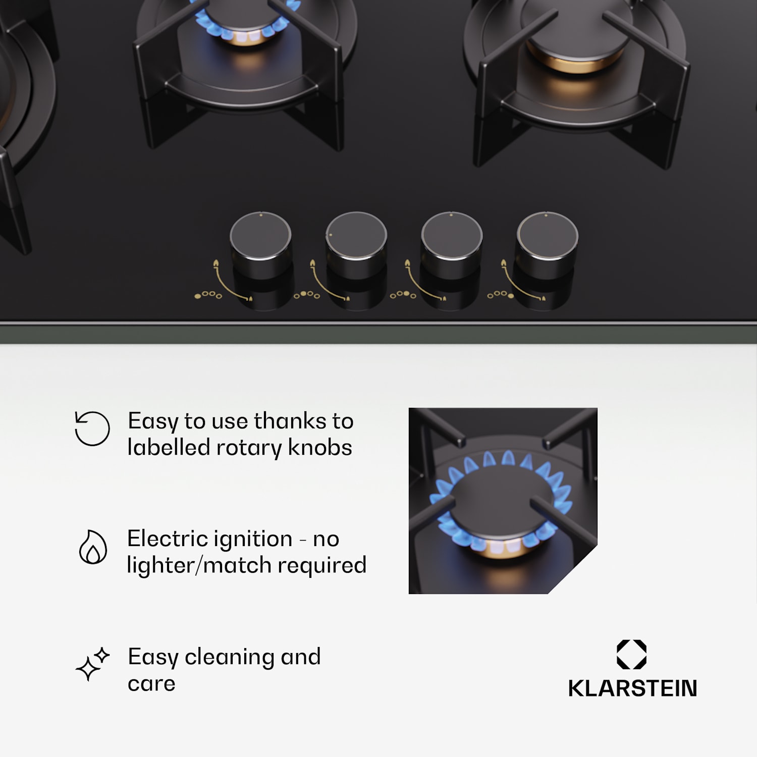 Goldflame 4 Slim, plynová varná doska, 4 horáky, sebestačná, zemný plyn/propán, nehrdzavejúca oceľ 