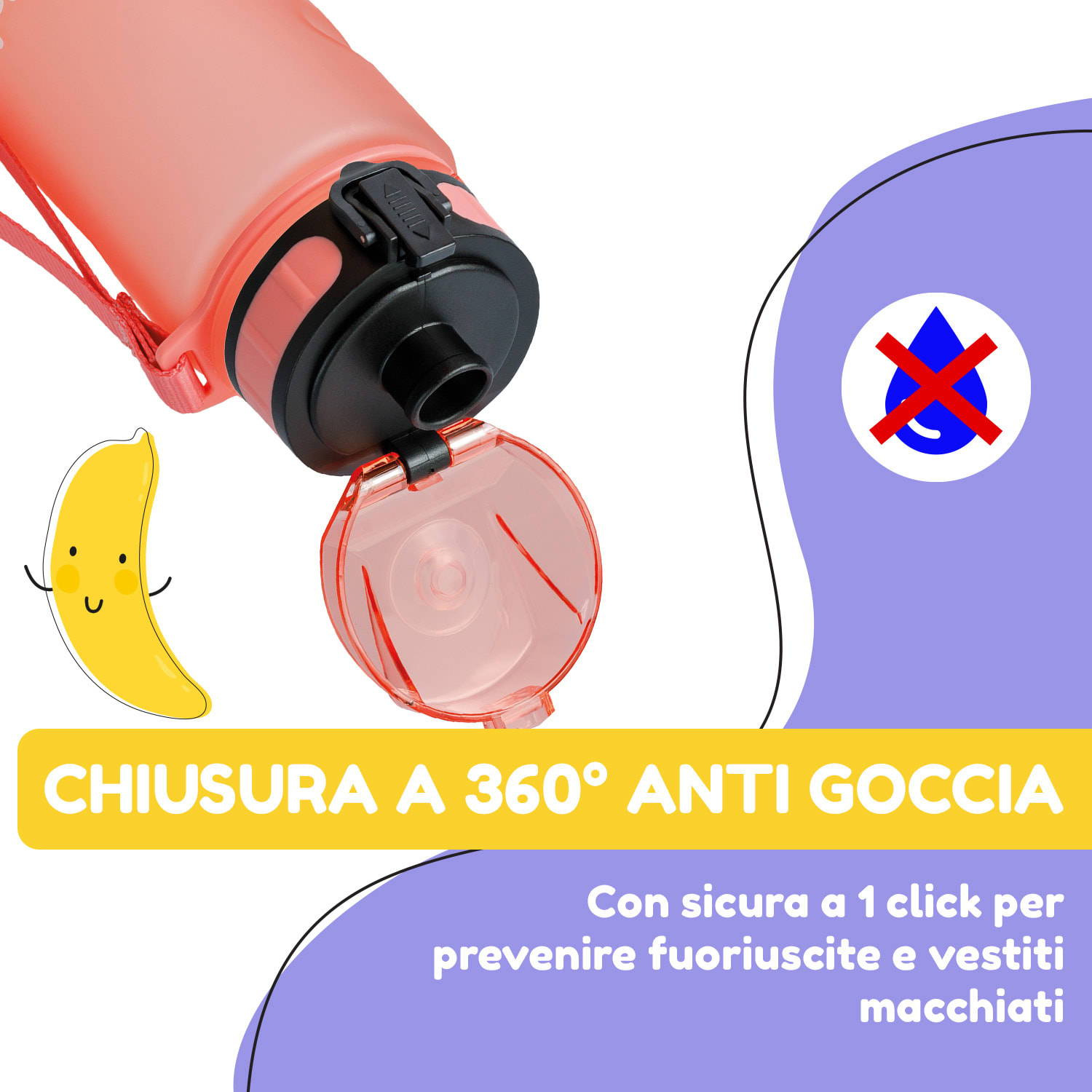 schmatzfatz, Borraccia Sportiva, 350 ml, 18 cm, Tritan 350 ml | Corallo