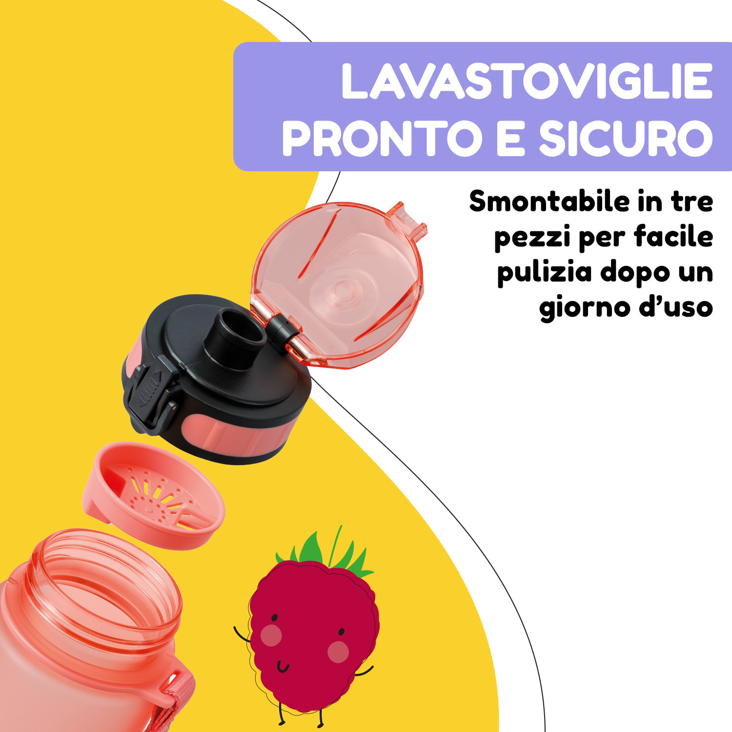 schmatzfatz, Borraccia Sportiva, 350 ml, 18 cm, Tritan 350 ml | Corallo