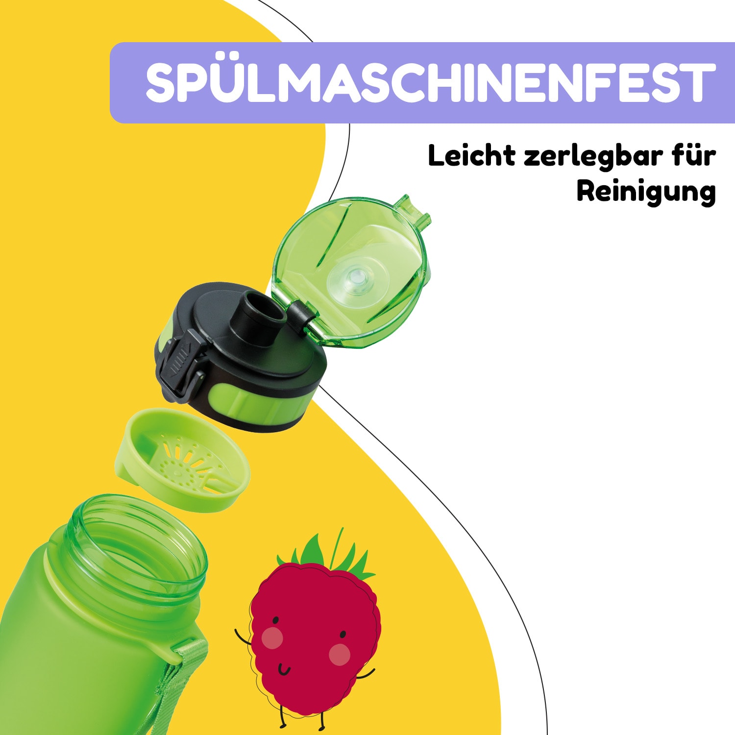 schmatzfatz Trinkflasche Sportflasche 500 ml 24 cm Tritan 500 ml | Grün