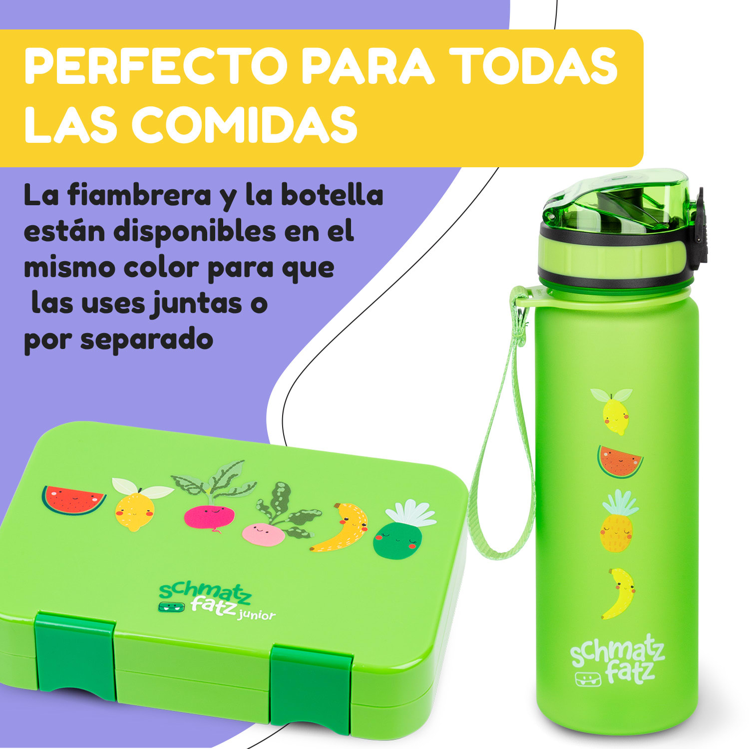 schmatzfatz Botella cantimplora 500 ml 24 cm Tritan 500 ml | Green Fruit