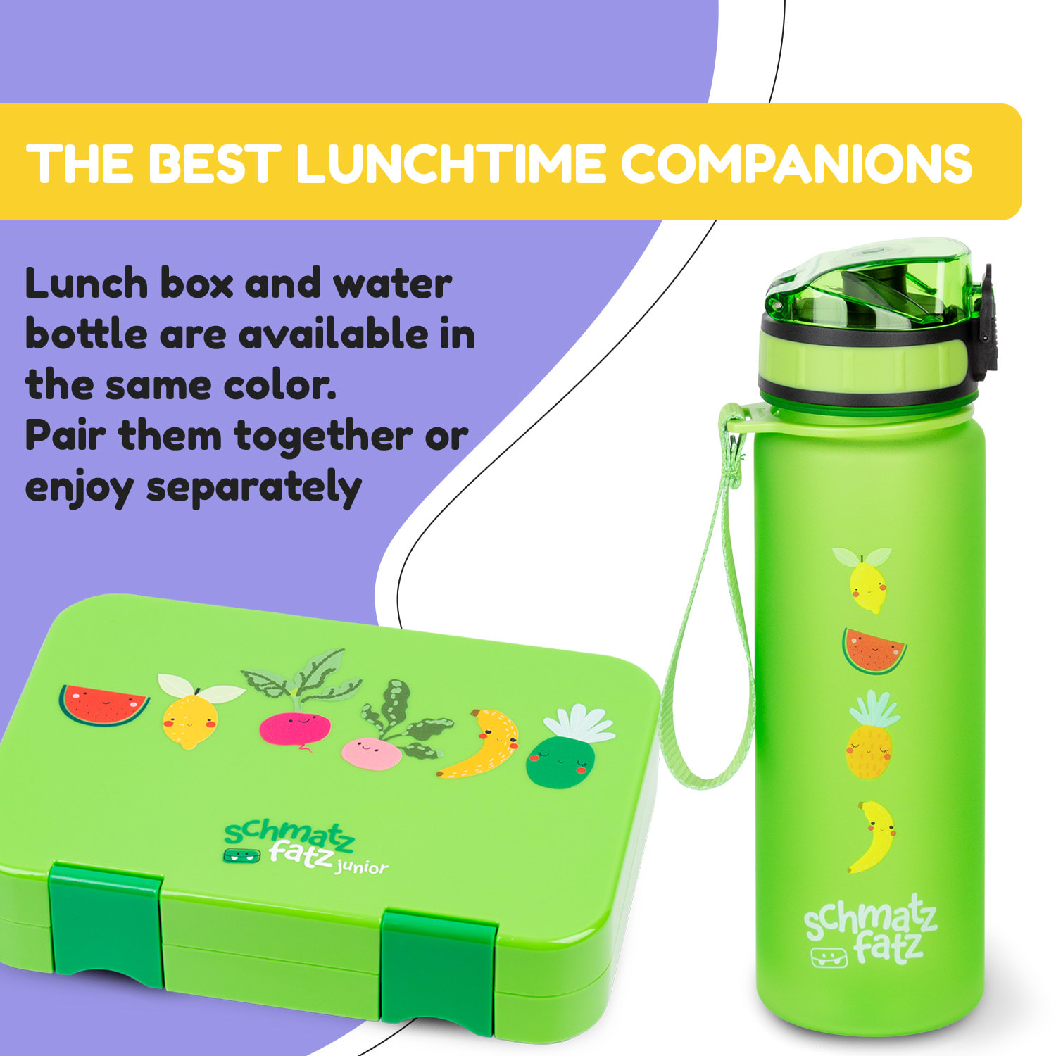 schmatzfatz Láhev na pití Sportovní láhev 500 ml 24 cm Tritan 500 ml | Green Fruit
