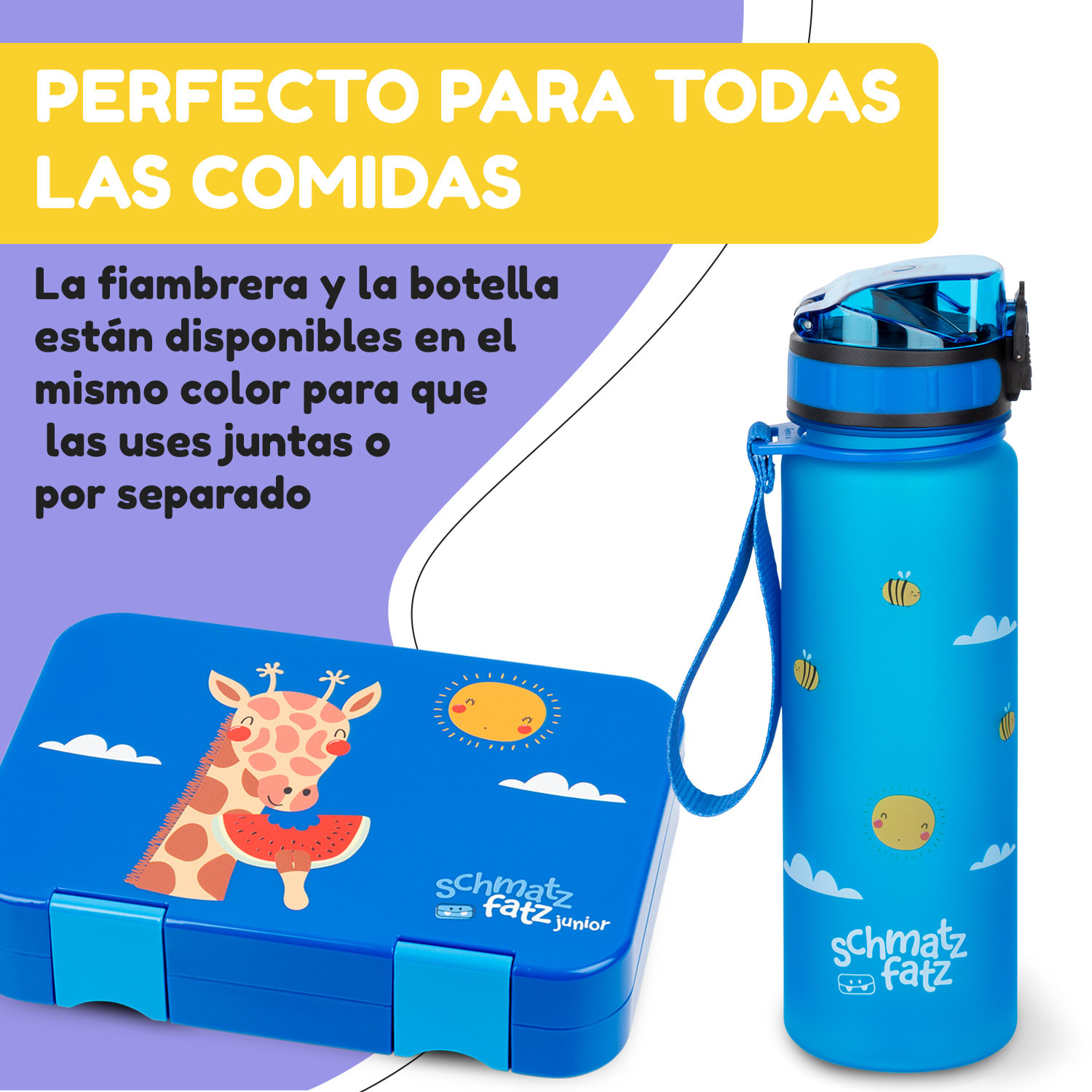 schmatzfatz Botella cantimplora 500 ml 24 cm Tritan 500 ml | Blue Bees