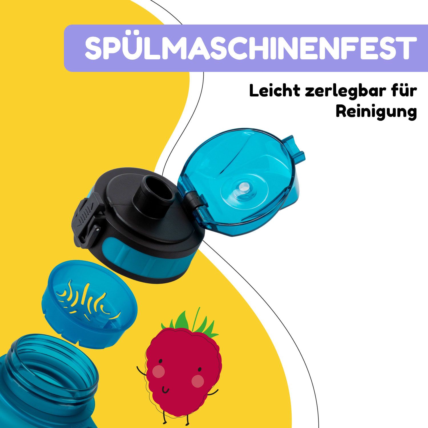 schmatzfatz Trinkflasche Sportflasche 500 ml 24 cm Tritan 500 ml | Petrol Sea
