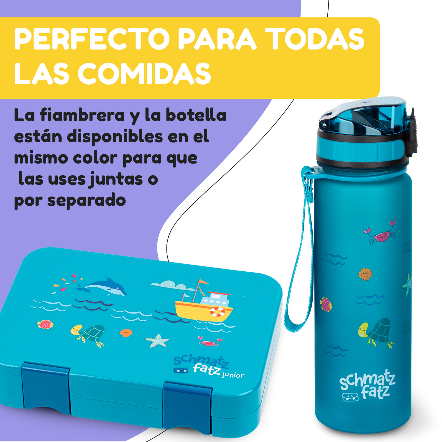 schmatzfatz Botella cantimplora 500 ml 24 cm Tritan 500 ml | Petrol Sea
