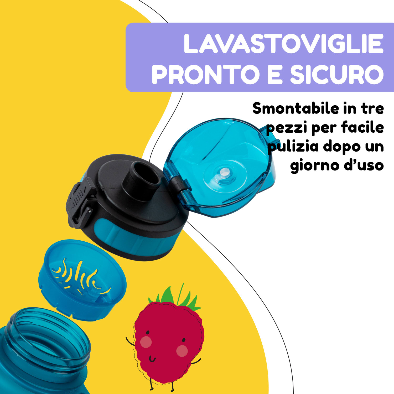 Schmatzfatz borraccia, borraccia sportiva, 500 ml, 24 cm, Tritan 500 ml | Petrol Sea