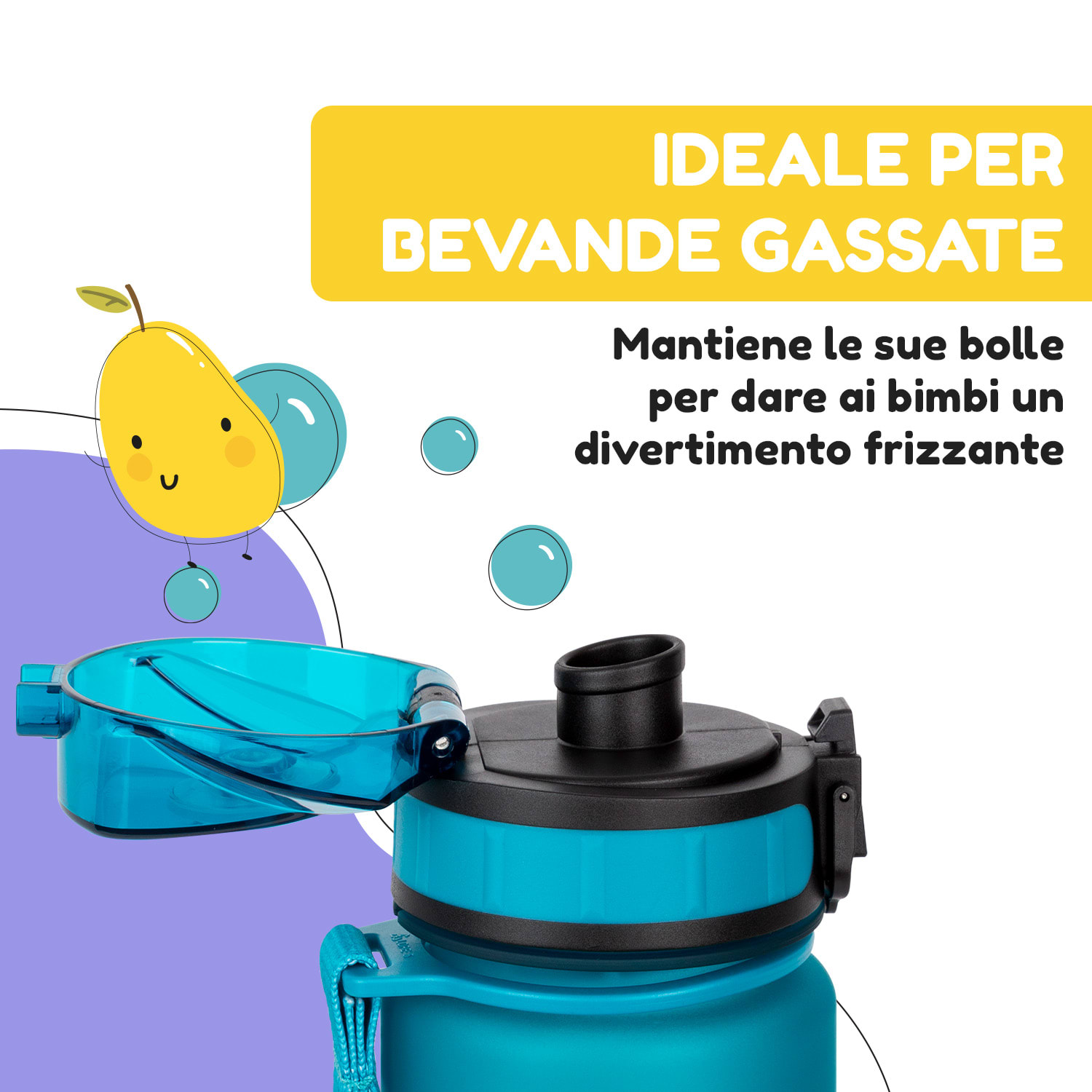 Schmatzfatz borraccia, borraccia sportiva, 500 ml, 24 cm, Tritan 500 ml | Petrol Sea