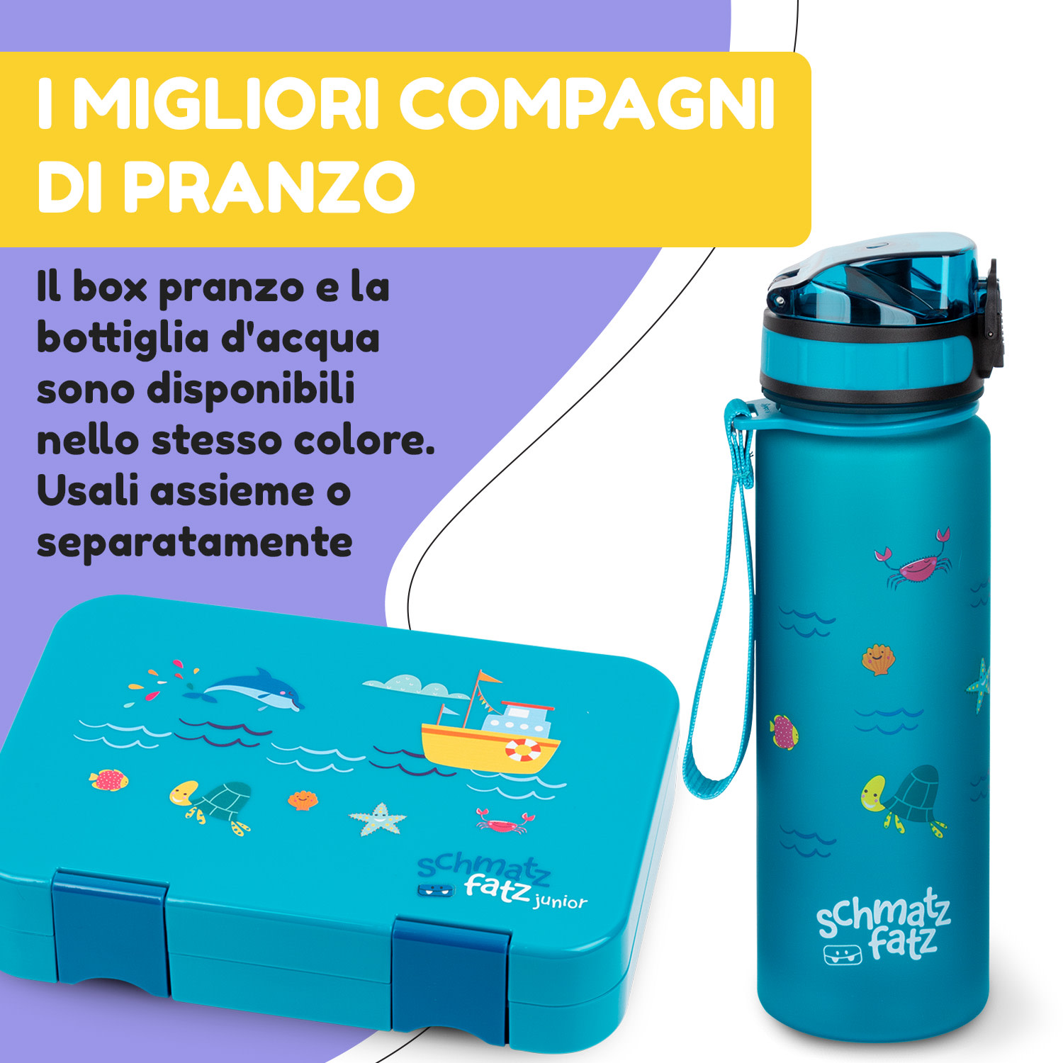 Schmatzfatz borraccia, borraccia sportiva, 500 ml, 24 cm, Tritan 500 ml | Petrol Sea
