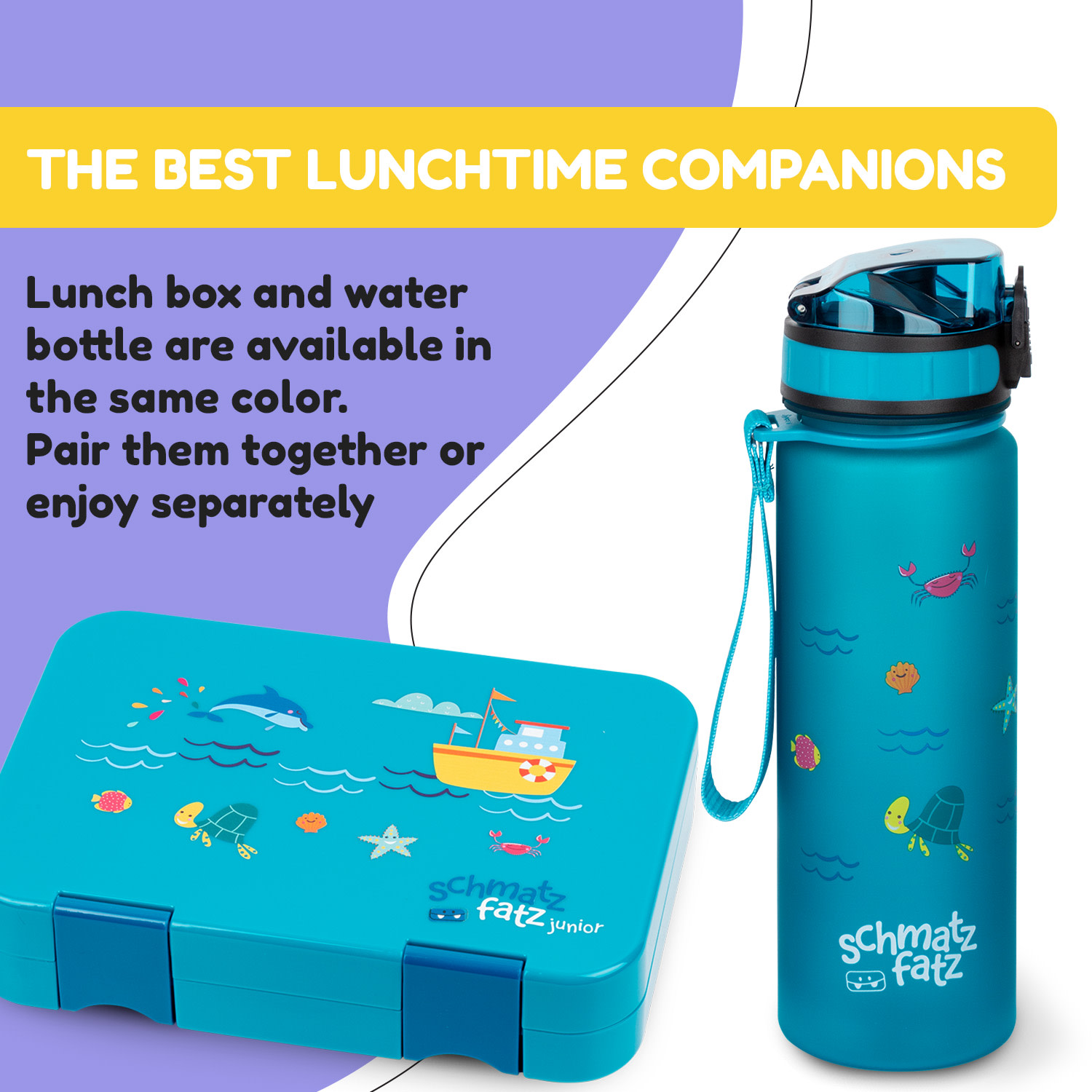 schmatzfatz Láhev na pití Sportovní láhev 500 ml 24 cm Tritan 500 ml | Petrol Sea
