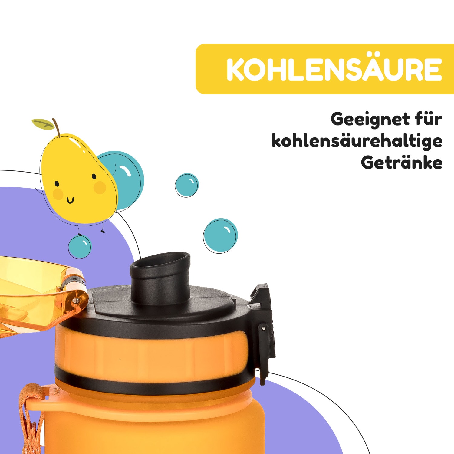 schmatzfatz Trinkflasche Sportflasche 500 ml 24 cm Tritan 500 ml | Orange