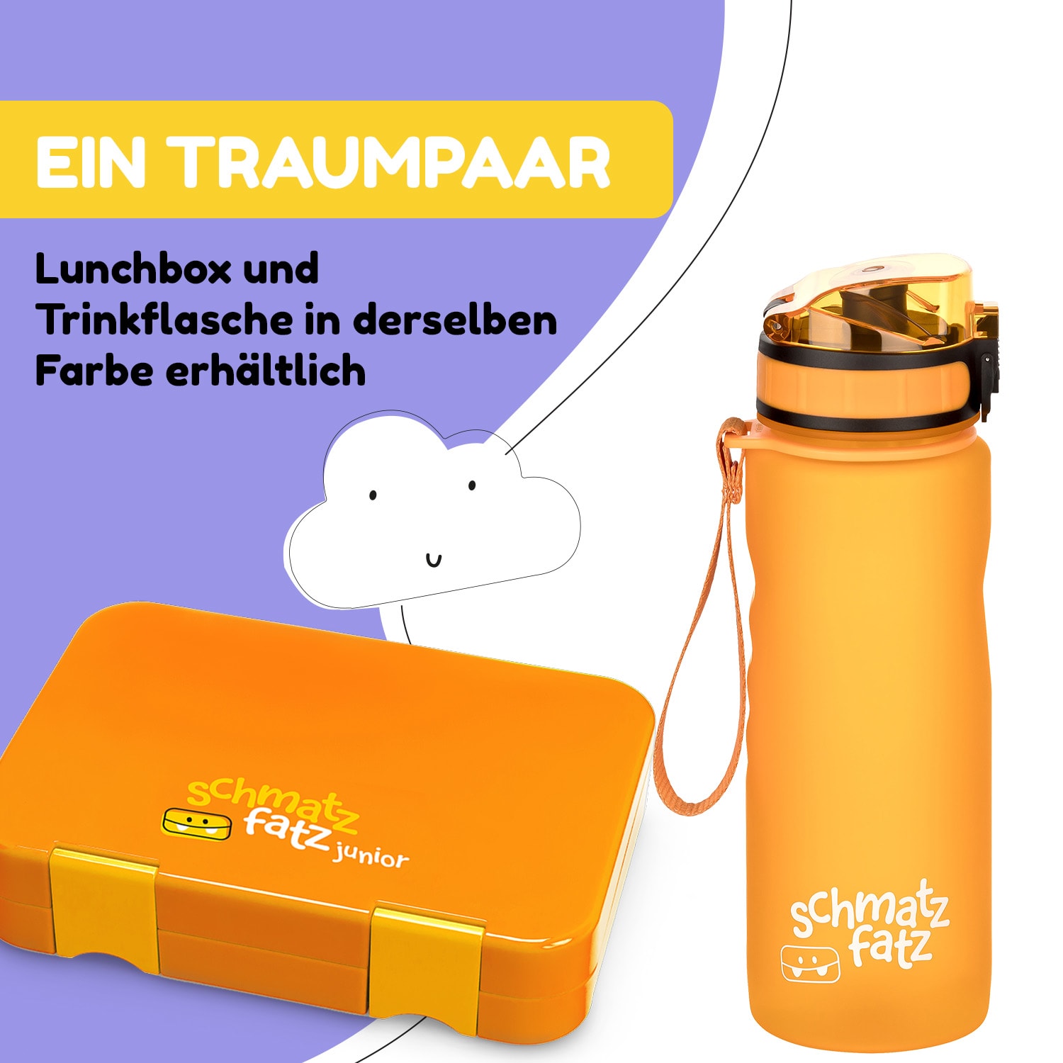 schmatzfatz Trinkflasche Sportflasche 500 ml 24 cm Tritan 500 ml | Orange