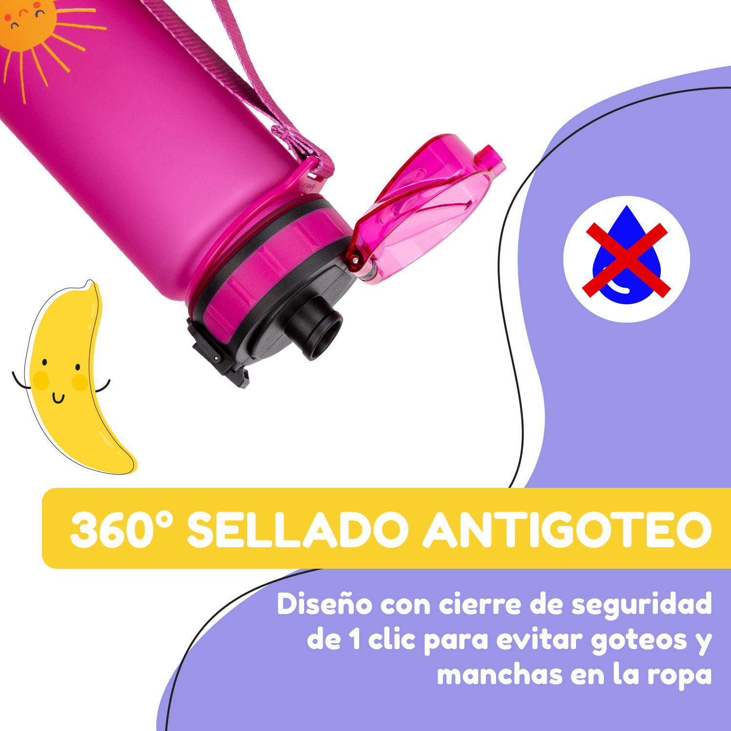 schmatzfatz Botella cantimplora 500 ml 24 cm Tritan 500 ml | Purple Sun