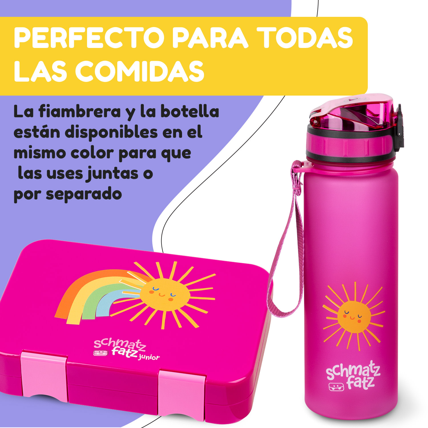 schmatzfatz Botella cantimplora 500 ml 24 cm Tritan 500 ml | Purple Sun