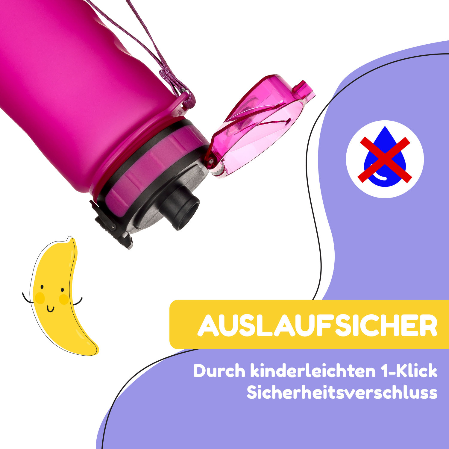 schmatzfatz Trinkflasche Sportflasche 500 ml 24 cm Tritan 500 ml | Fuchsiafarben