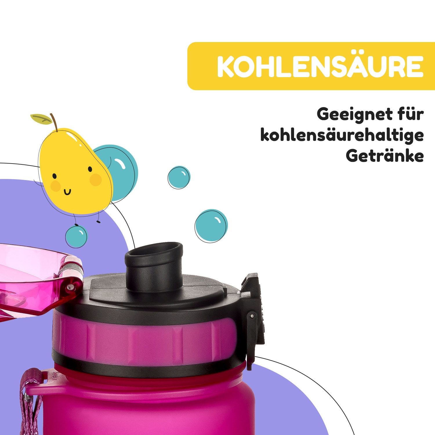 schmatzfatz Trinkflasche Sportflasche 500 ml 24 cm Tritan 500 ml | Fuchsiafarben