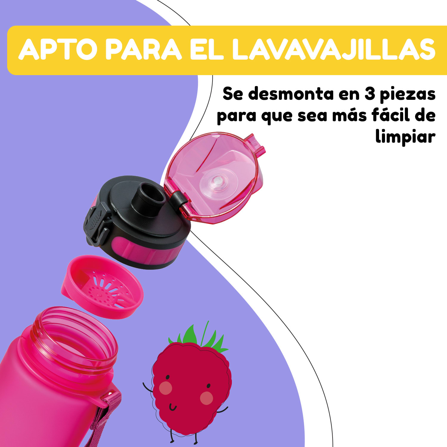 schmatzfatz botella deportiva 500 ml 24 cm Tritan 500 ml | Fucsia