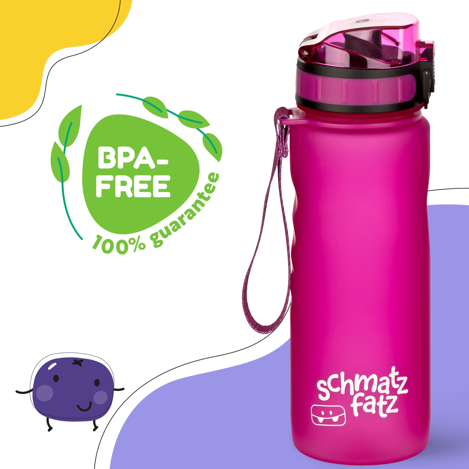 schmatzfatz, láhev na pití, sportovní lahev, 500ml, 24cm, Tritan 500 ml | Fuchsie