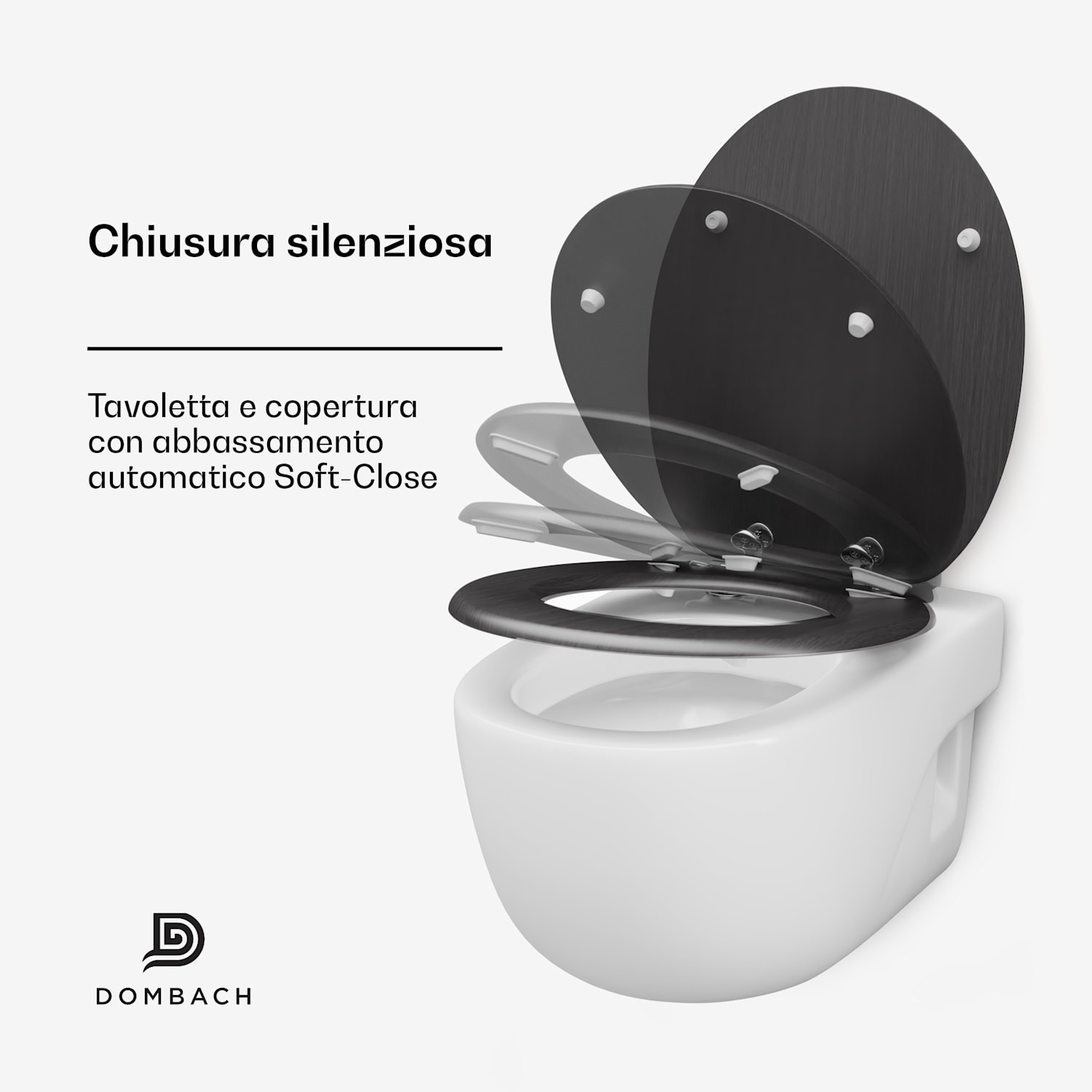 Siena - Tavoletta per WC, tonda, abbassamento automatico, antibatterica 