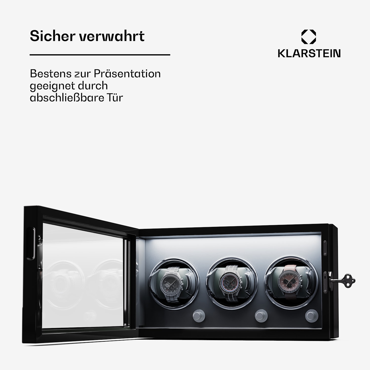 Sarthe 3 Uhrenbeweger 3 Uhren 4 Rotationsmodi LED Beleuchtung Schloss 