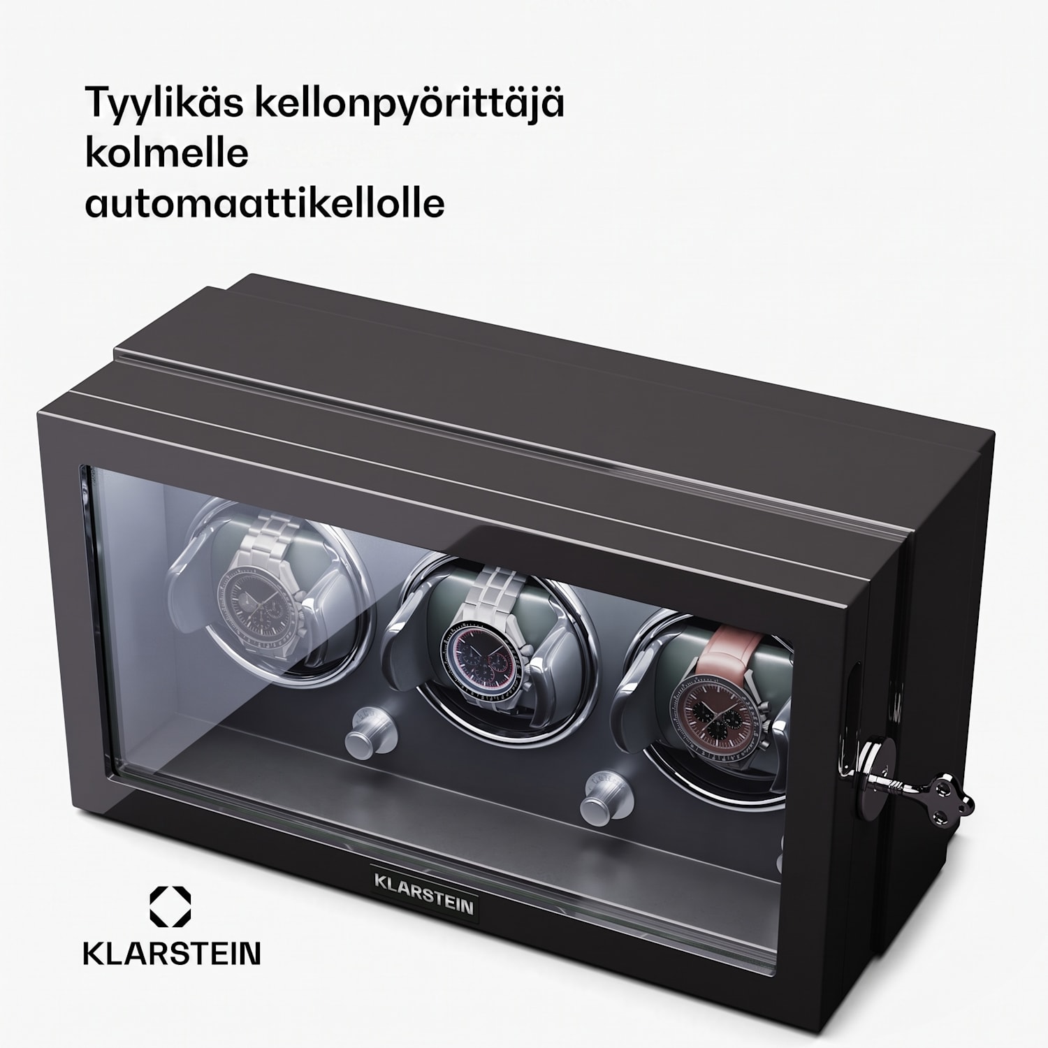 Sarthe 3 kellonpyöritin 3 kellolle 4 pyöritystilaa LED-valaistus lukko 3 kelloa | Musta