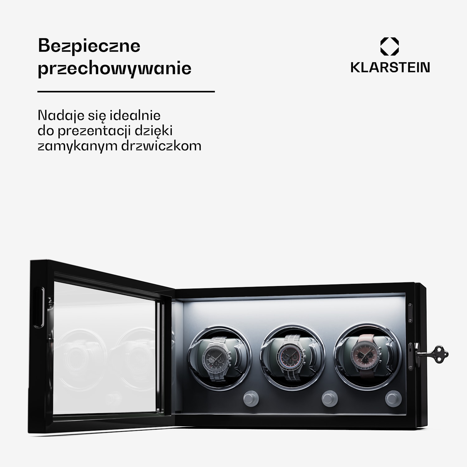 Sarthe 3, rotomat do zegarków, 3 zegarki, 4 tryby, podświetlenie LED, zamek 3 zegary | Czarny