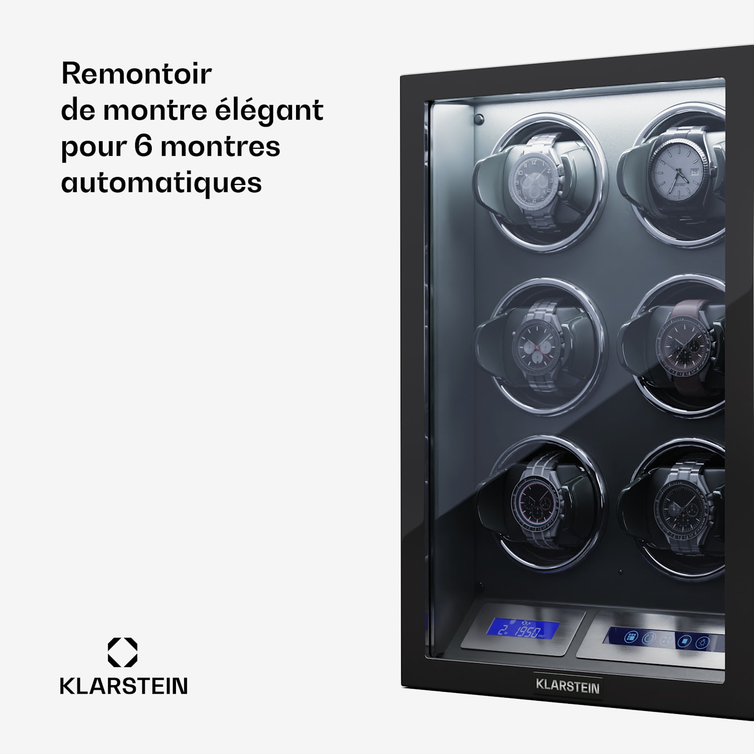 Sarthe 6 Remontoir 6 montres 5 modes de rotation LED Tactile Télécommande 6 montres | Noir