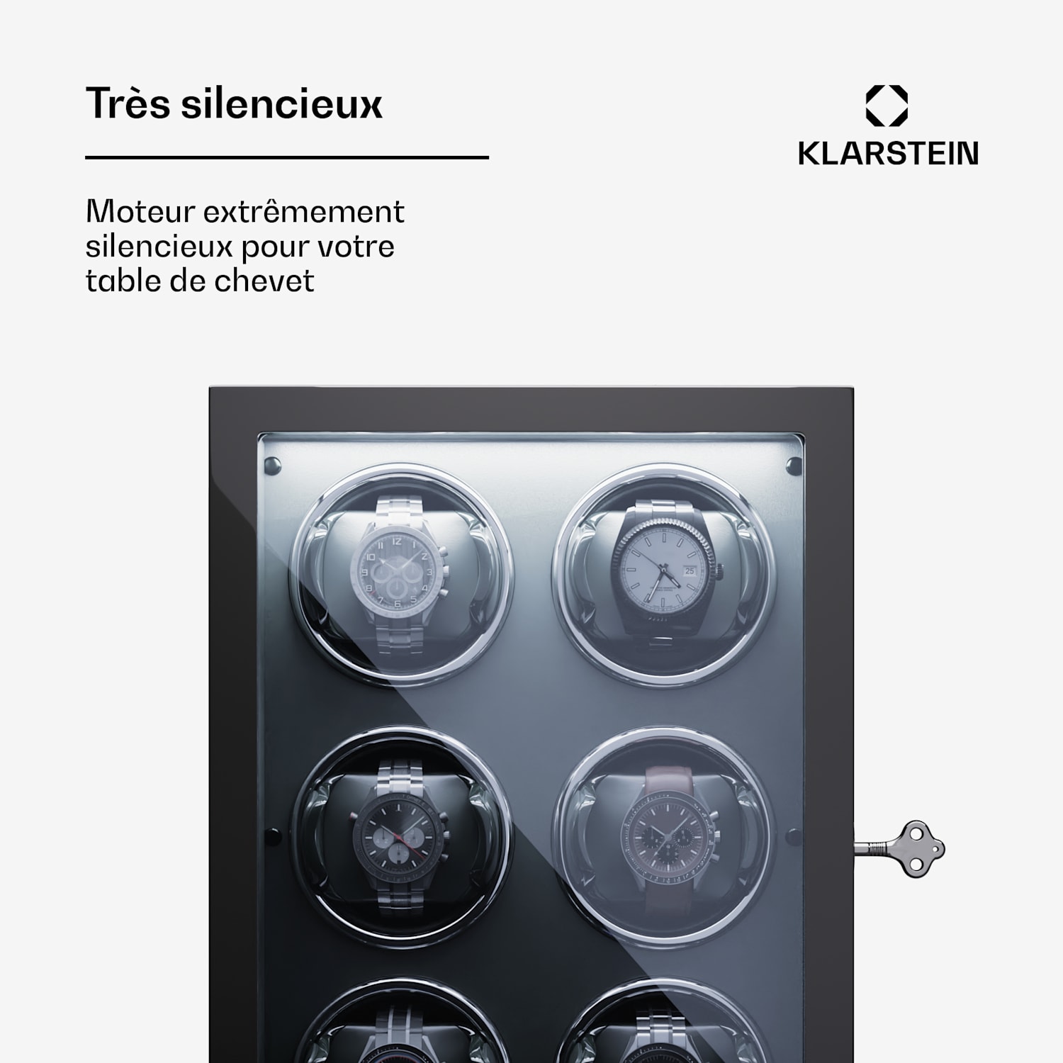 Sarthe 6 Remontoir 6 montres 5 modes de rotation LED Tactile Télécommande 6 montres | Noir