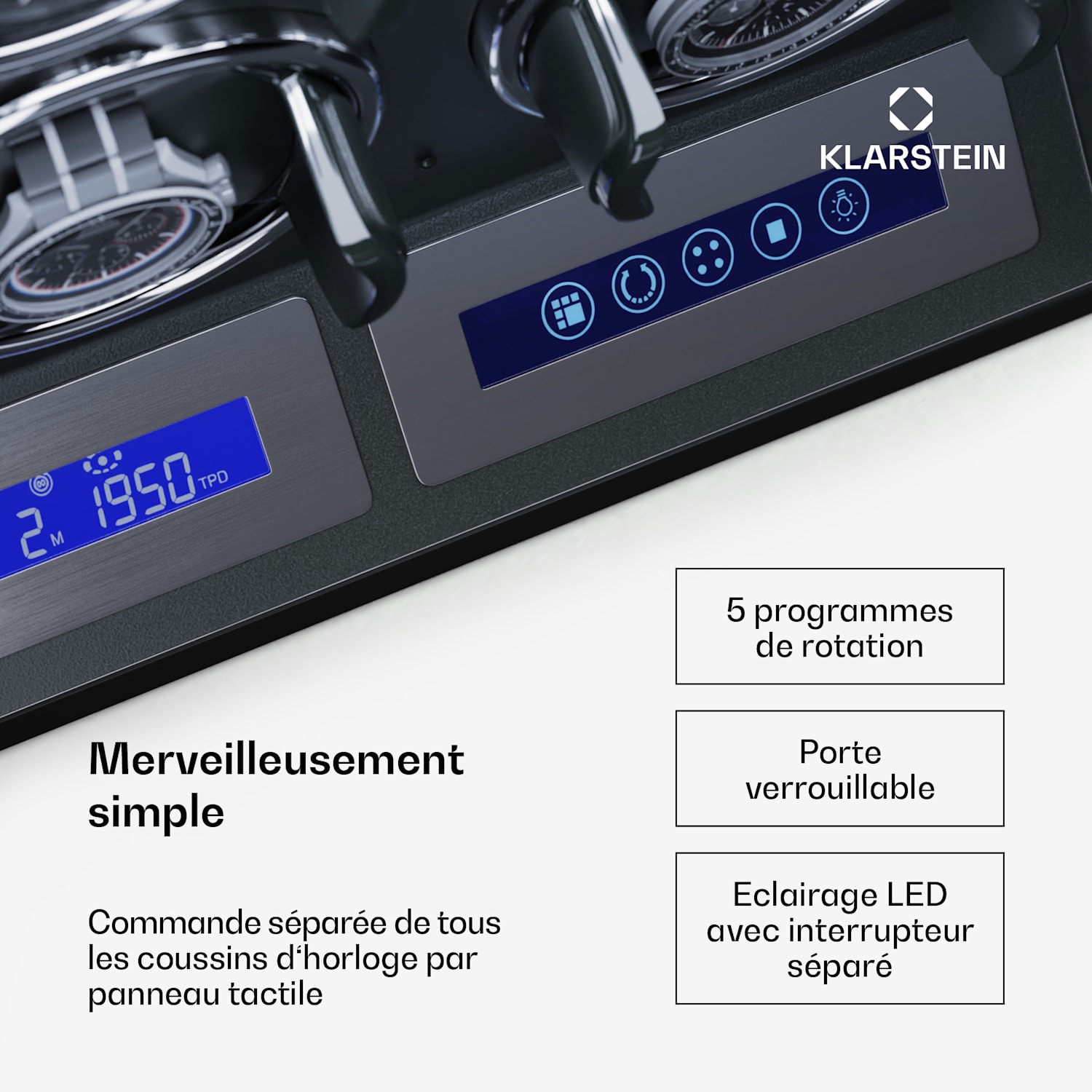 Sarthe 6 Remontoir 6 montres 5 modes de rotation LED Tactile Télécommande 6 montres | Noir