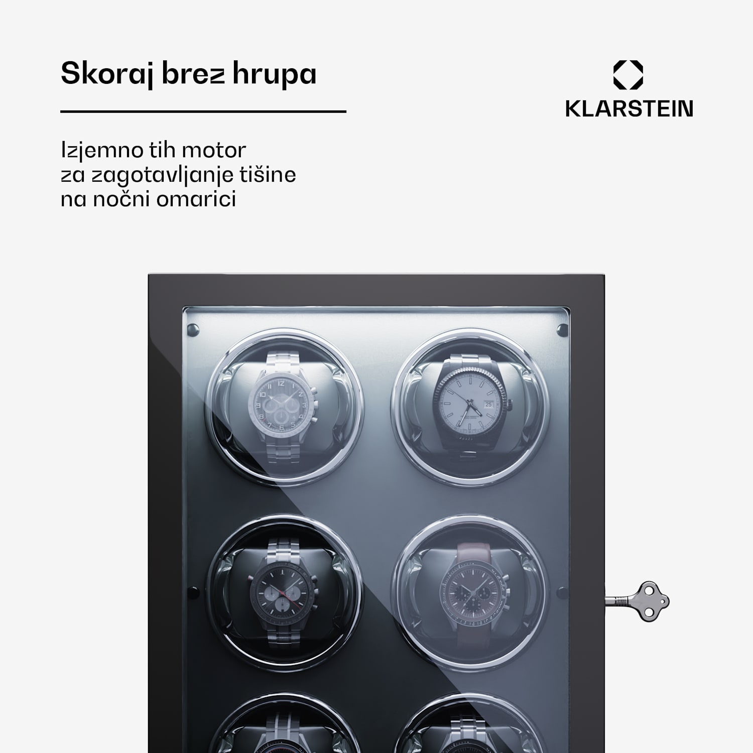 Sarthe 6, navijalnik ur, za 6 ur, 5 načinov vrtenja, LED osvetlitev, upravljanje na dotik, daljinski upravljalnik 6 watches | Črna